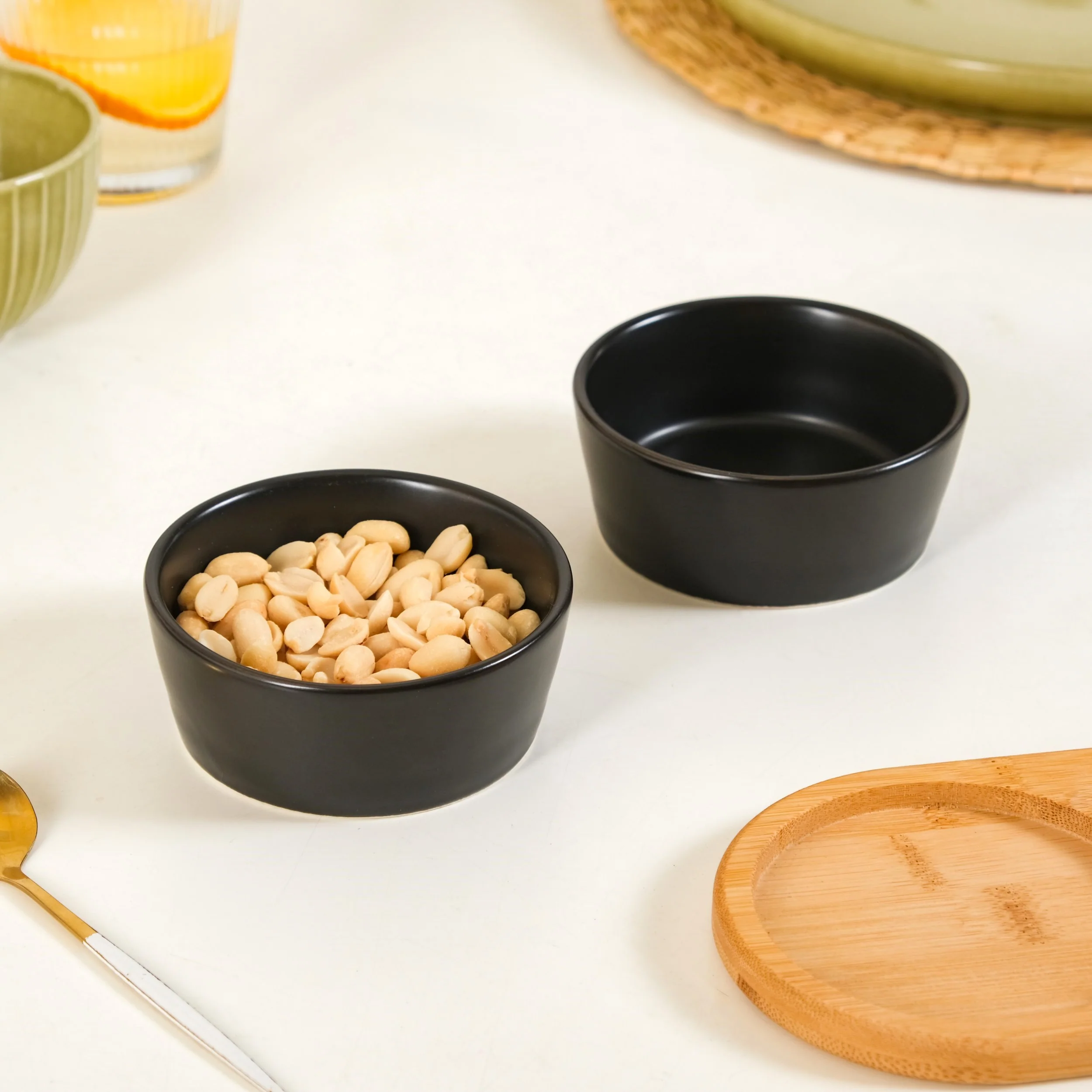 Black Snack Bowls Set Of 2 With Serving Tray 200ml - Image 7