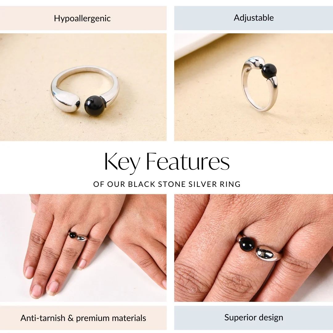 Black Stone Silver Ring - Image 4