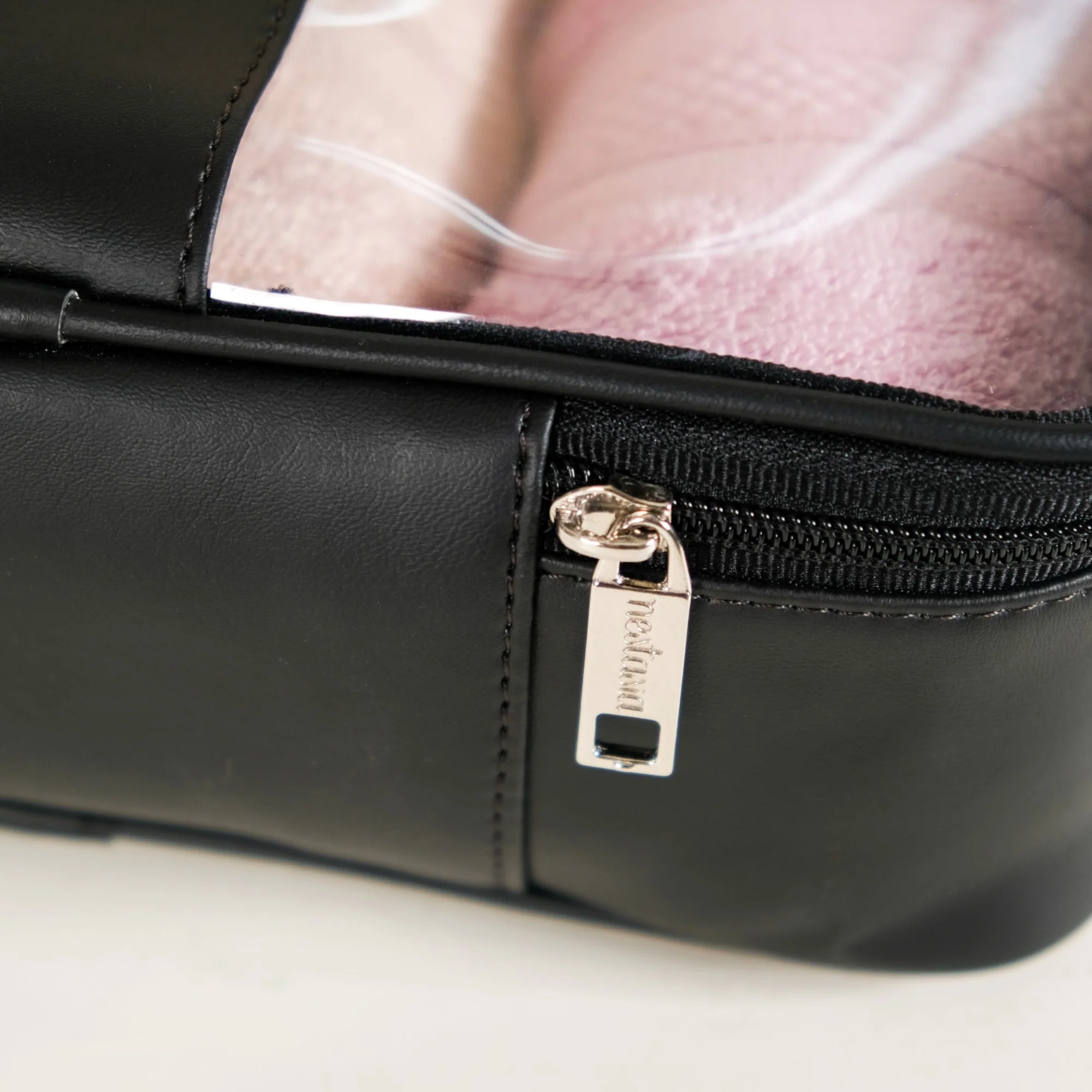 Black Vegan Leather Transparent Travel Kit Set Of 3 - Image 8