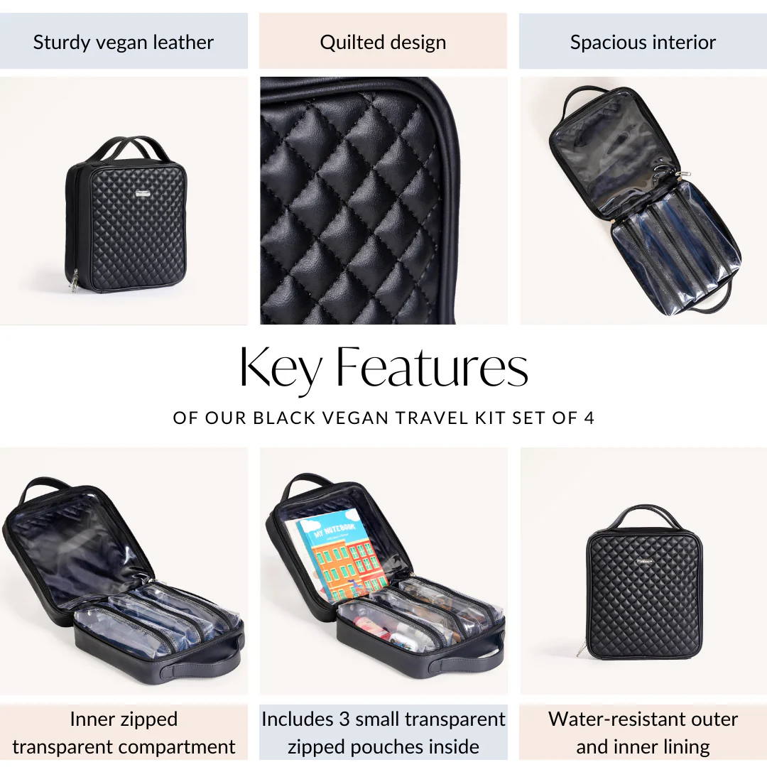 Black Vegan Travel Kit Set Of 4 - Image 5