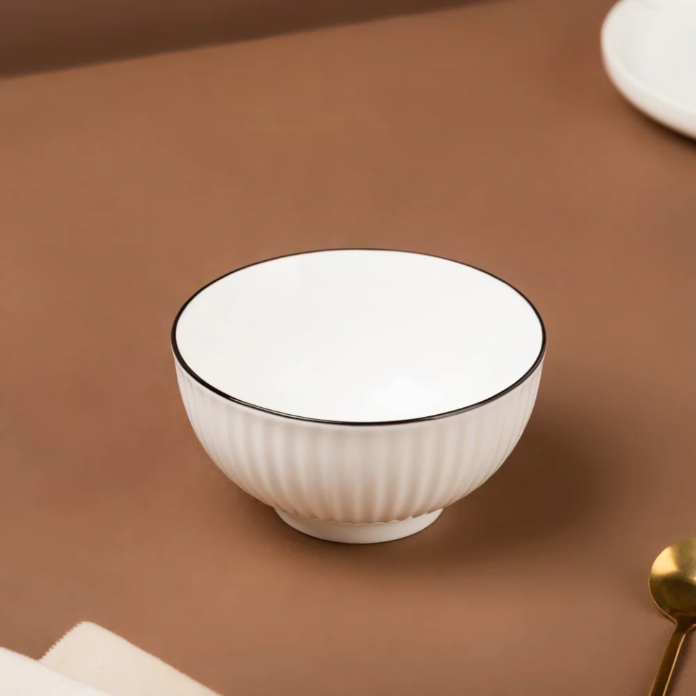 Blanca Blue Rimmed Ribbed Soup Bowl 300ml