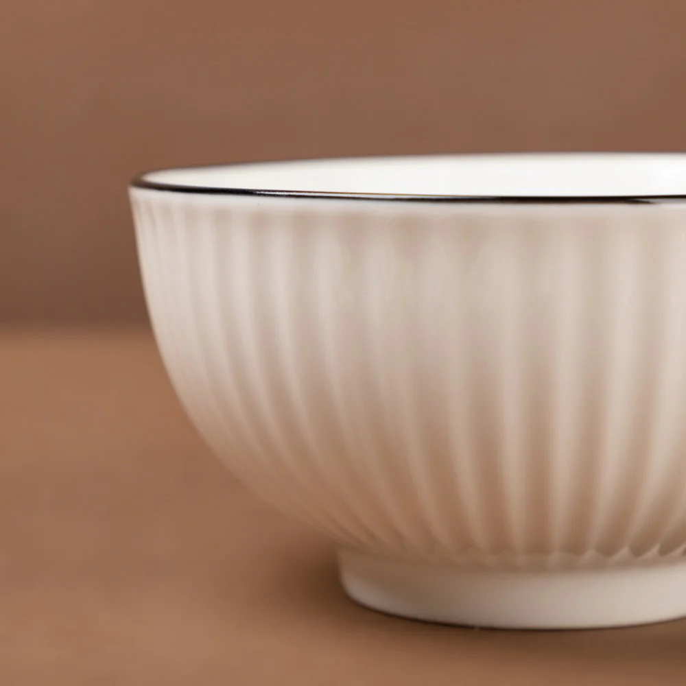 Blanca Blue Rimmed Ribbed Soup Bowl 300ml - Image 4