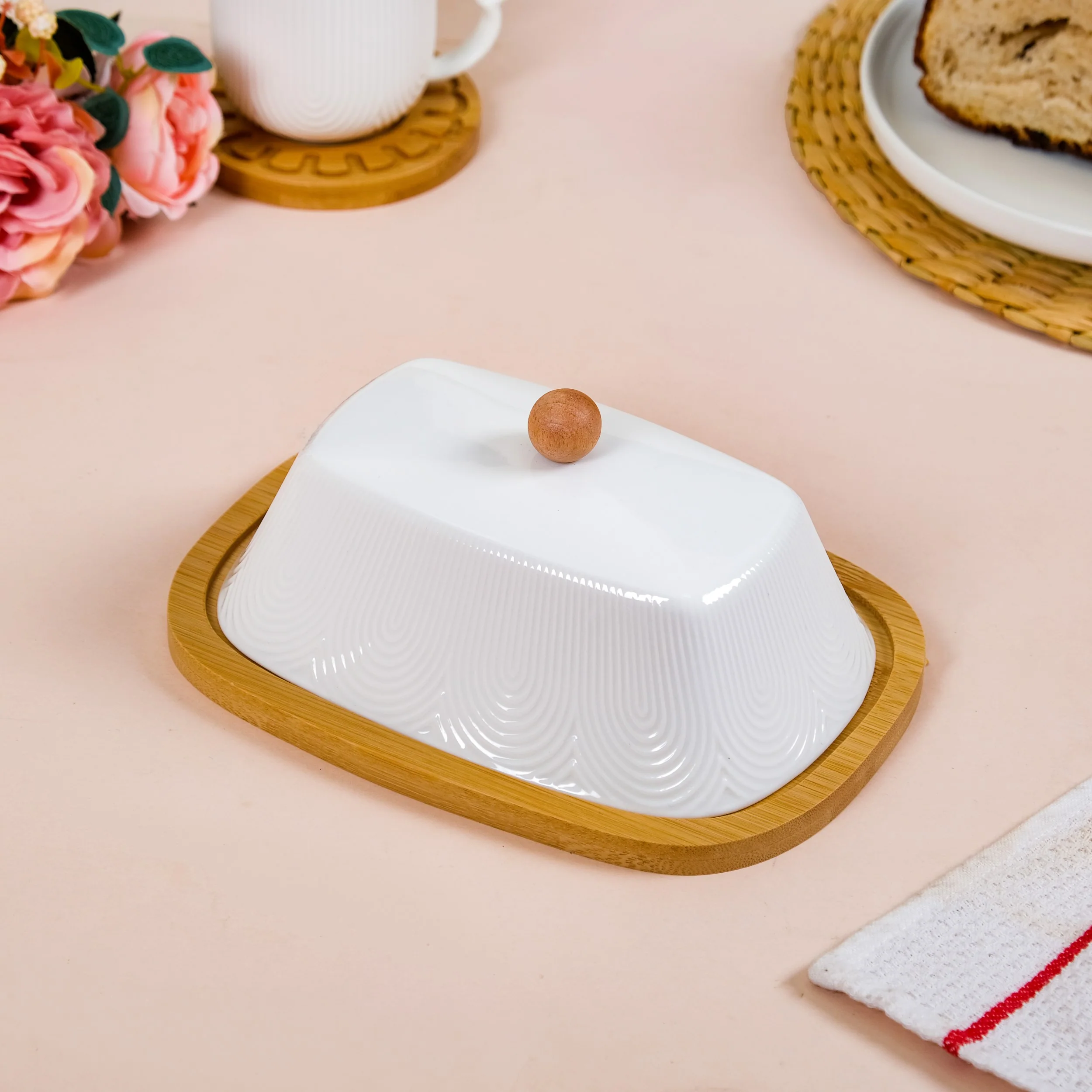 Blanca Rectangular Wooden Butter Dish With Ceramic Lid - Image 9