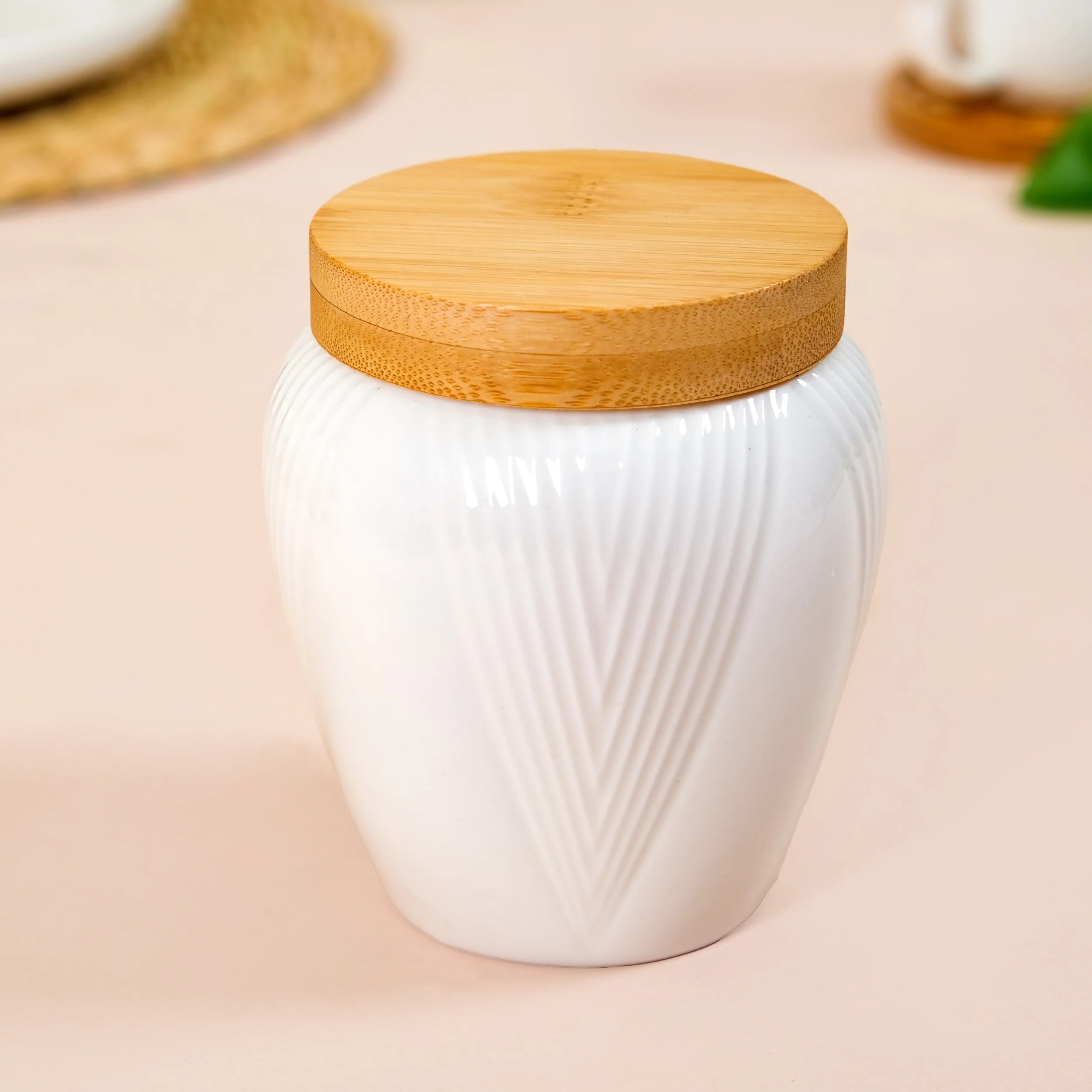 Blanca Set Of 3 Airtight Ceramic Jars With Lids And Wooden Tray - Image 6