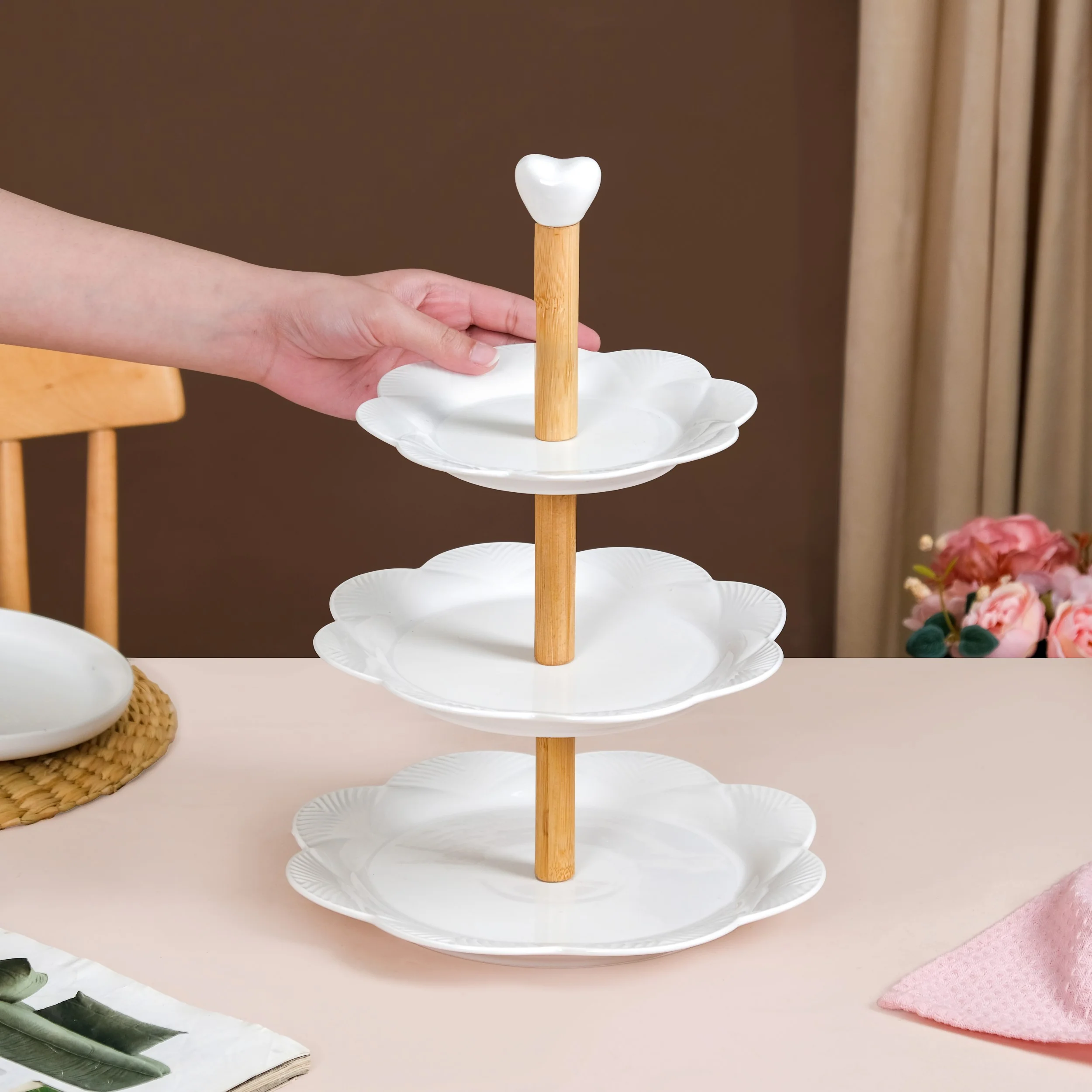 Blanca White Ceramic 3 Tier Cake Stand - Image 8