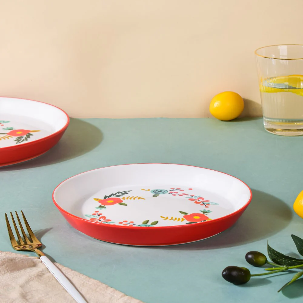 Bloom Ceramic Snack Plate Red 8 Inch - Image 5