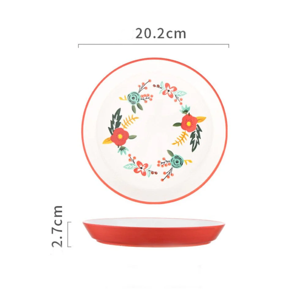 Bloom Ceramic Snack Plate Red 8 Inch - Image 9
