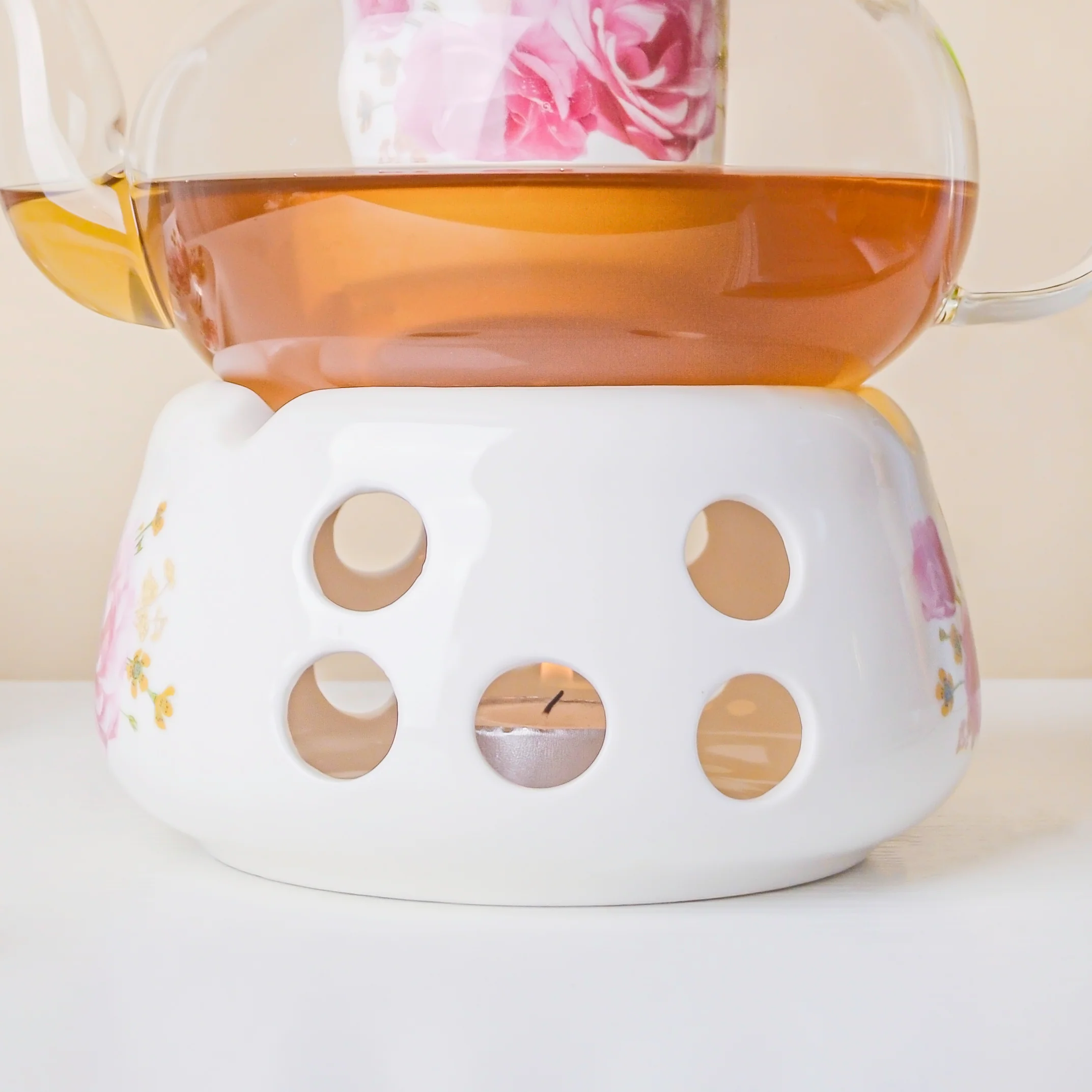 Cherry Rose Glass Teapot With Warmer Base 700 ml - Image 8