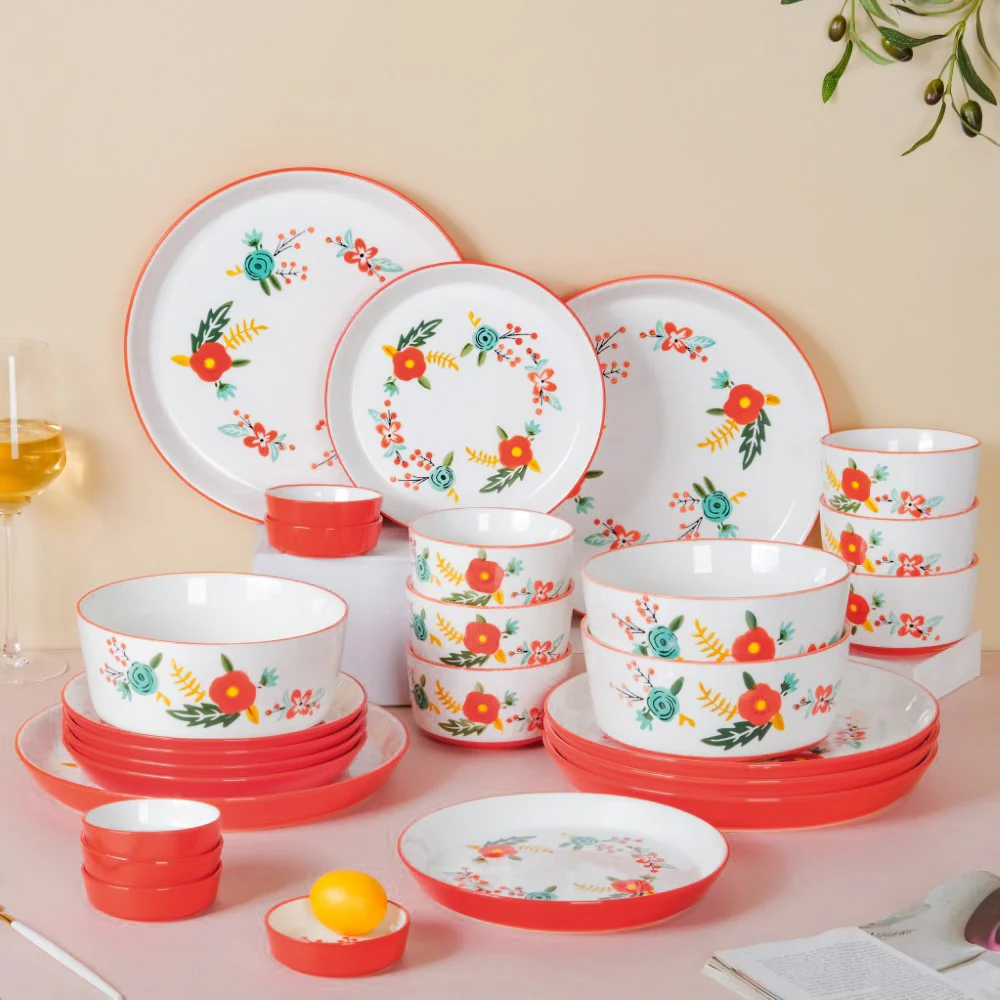 Bloom Red 27 Piece Dinner Set For 6 - Image 8