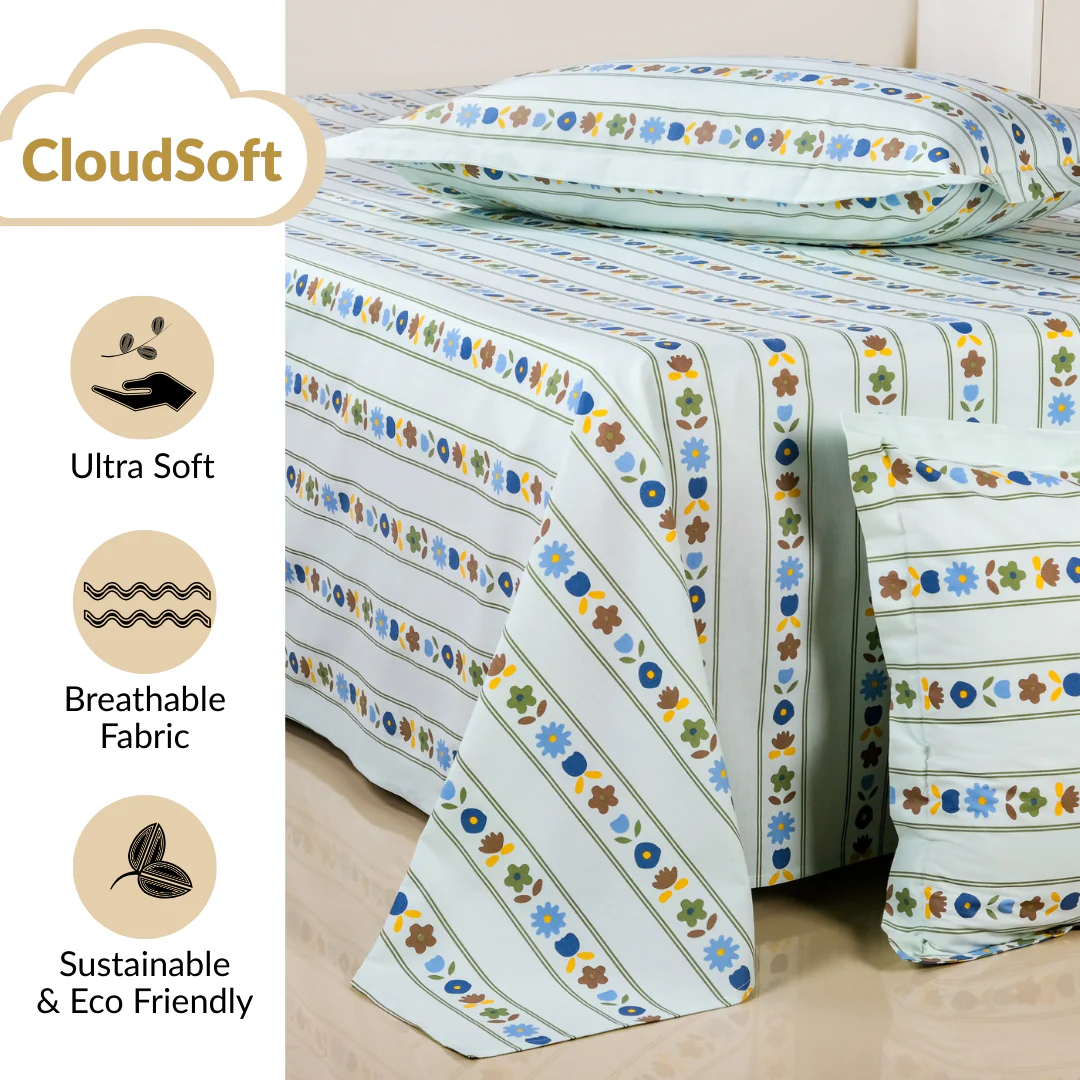 Blooming Garden Pure Cotton King Size Bedding Set 275x275cm - Image 5