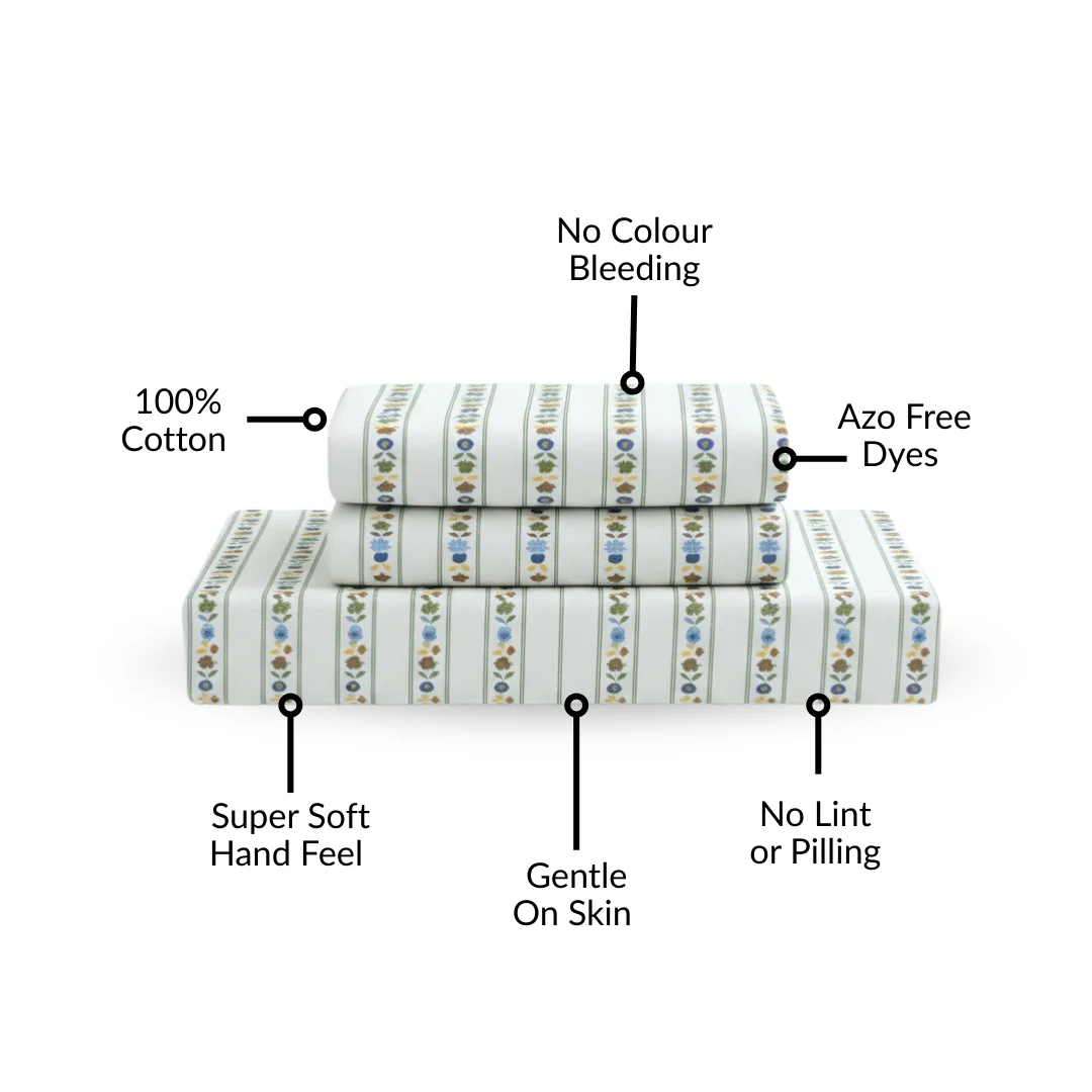 Blooming Garden Pure Cotton Queen Size Bedding Set 254x229cm - Image 3