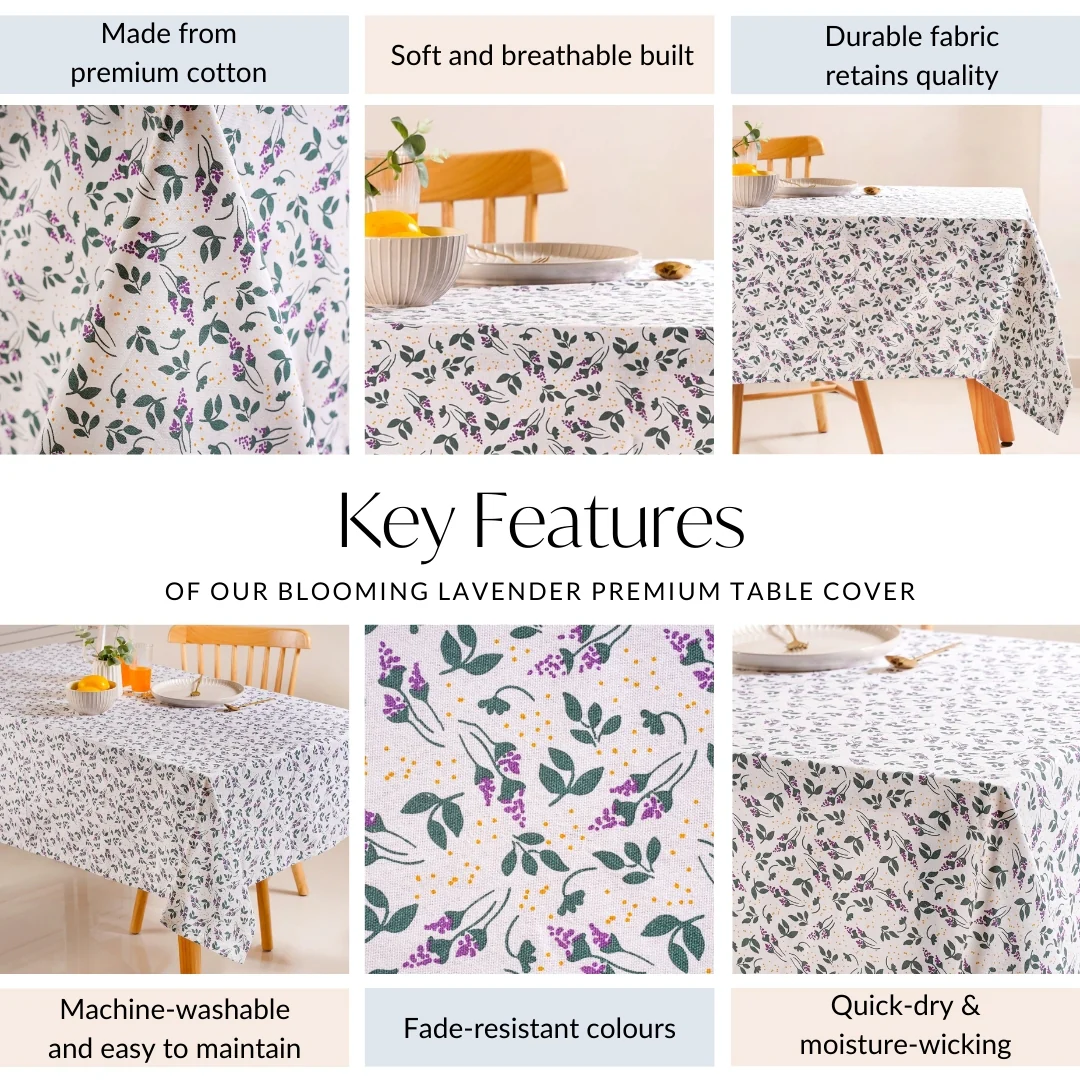 Blooming Lavender Premium Table Cover For 6 Seater 154 x 208cm - Image 5
