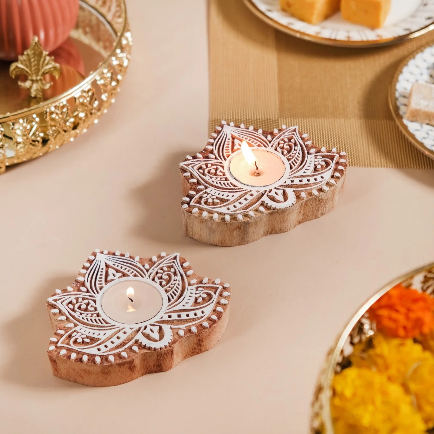 Blooming Lotus Tea Light Candle Holder Set Of 2 - Image 6