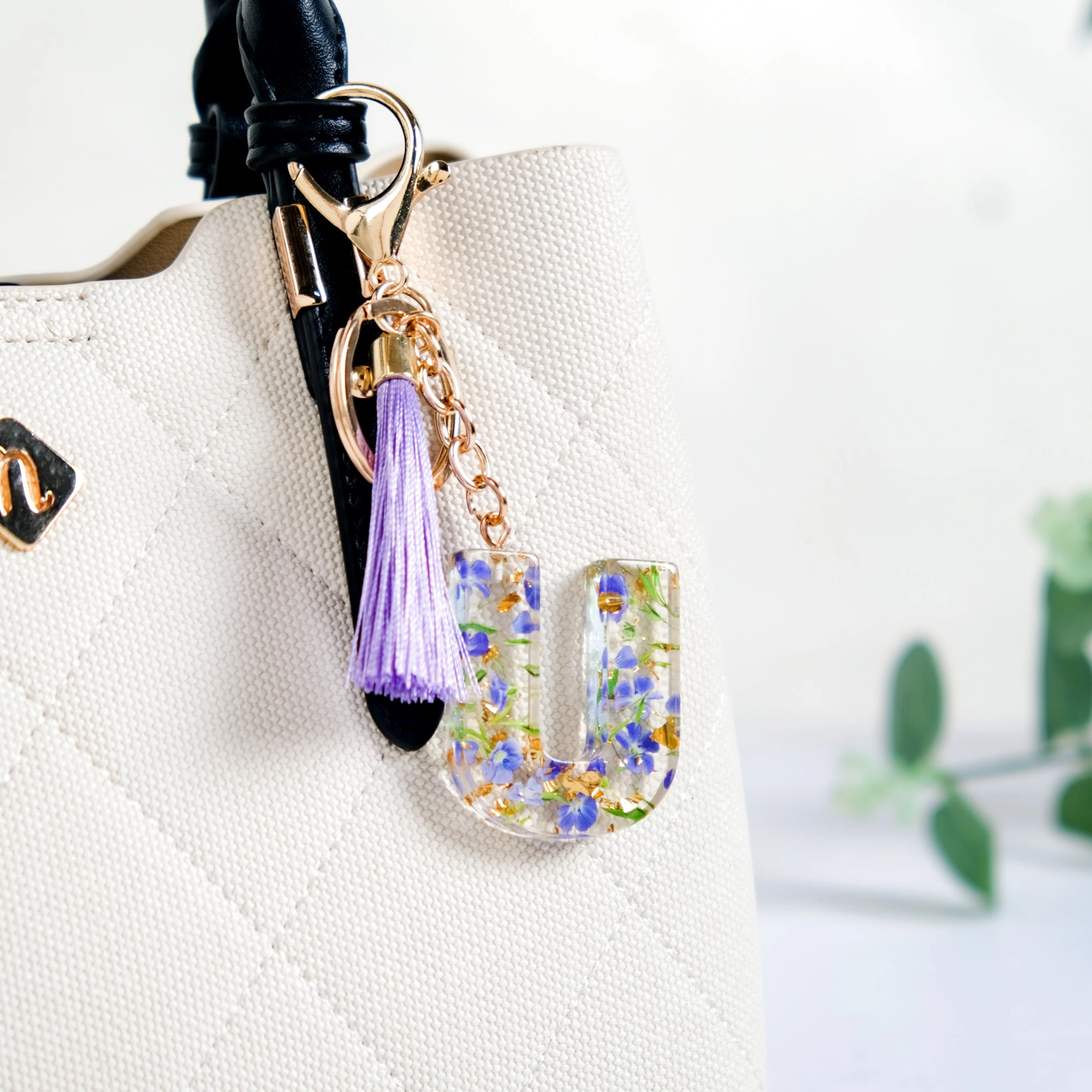 Blooming Purple Fantasy U Resin Keyring - Image 3