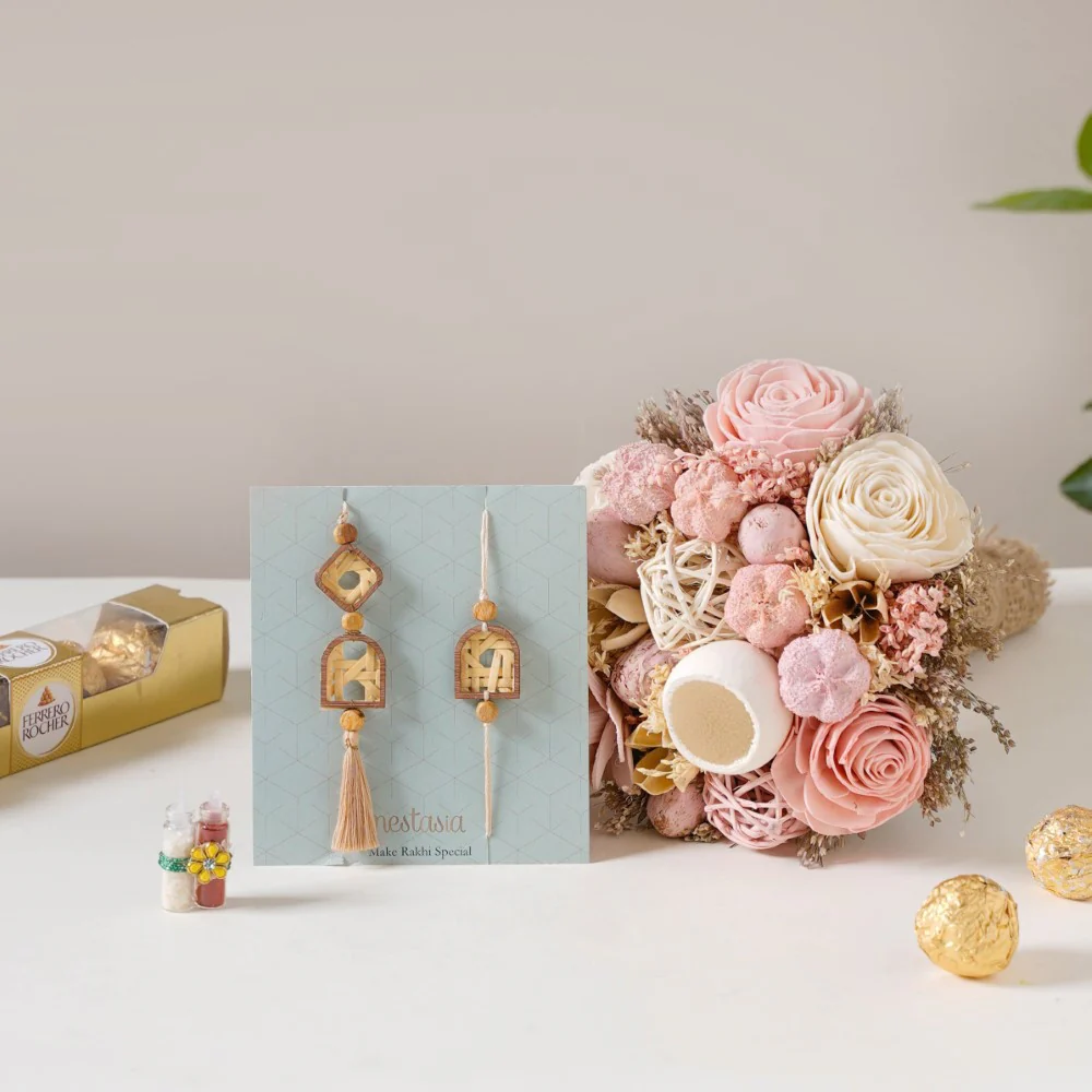 Blooms of Love Sustainable Rakhi Gift Set Of 4