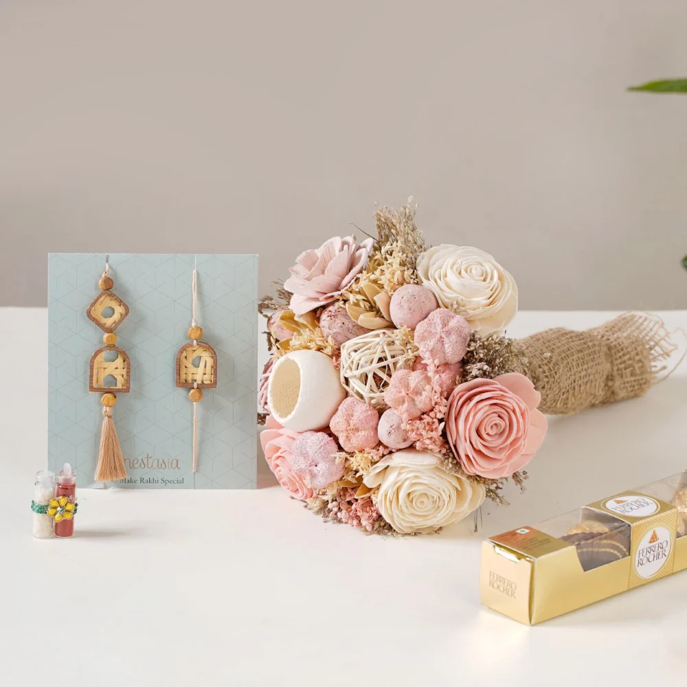 Blooms of Love Sustainable Rakhi Gift Set Of 4 - Image 2