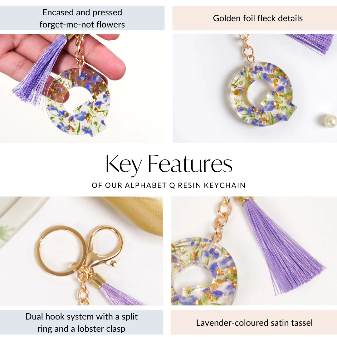 Blossom And Bloom Letter Q Cute Keychain - Image 5
