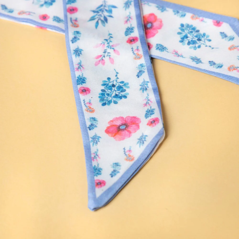 Blossom Satin Skinny Scarf Multicolour 34 Inch Set of 2 - Image 10