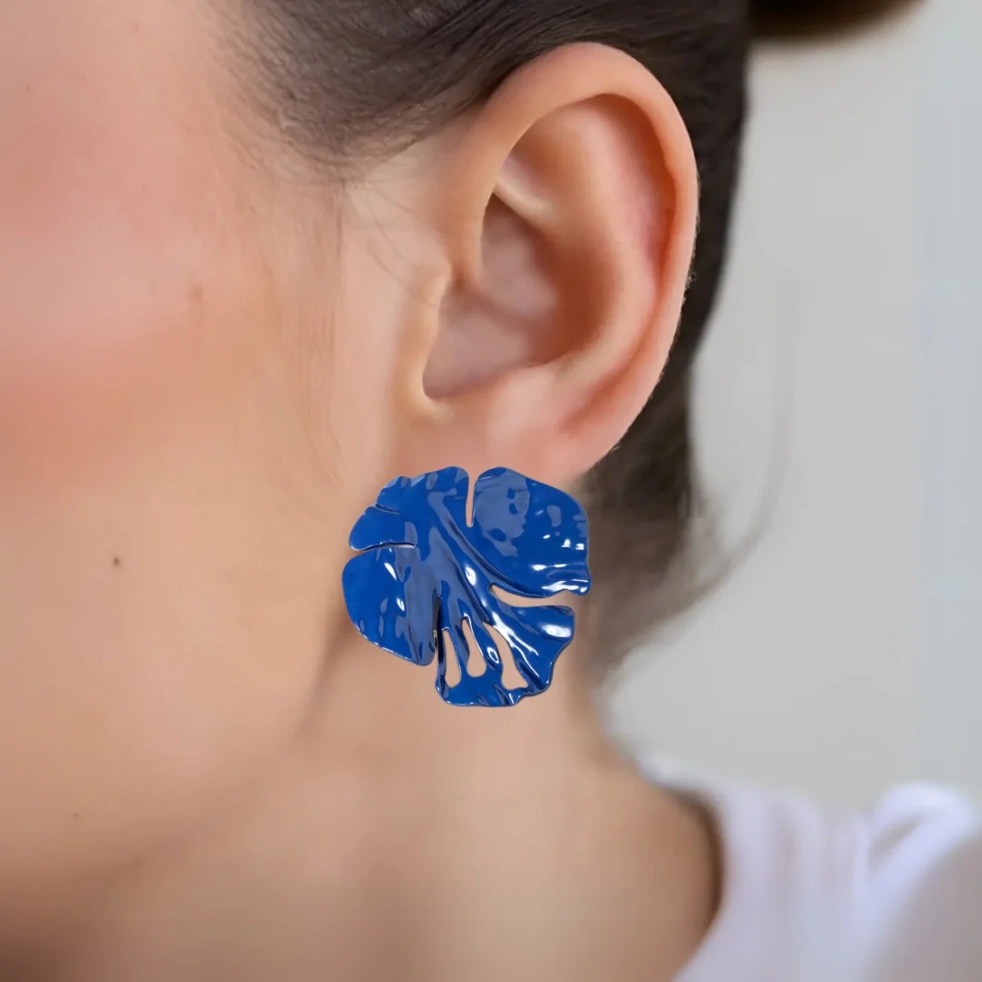 Blue Abstract Foliage Studs - Image 2