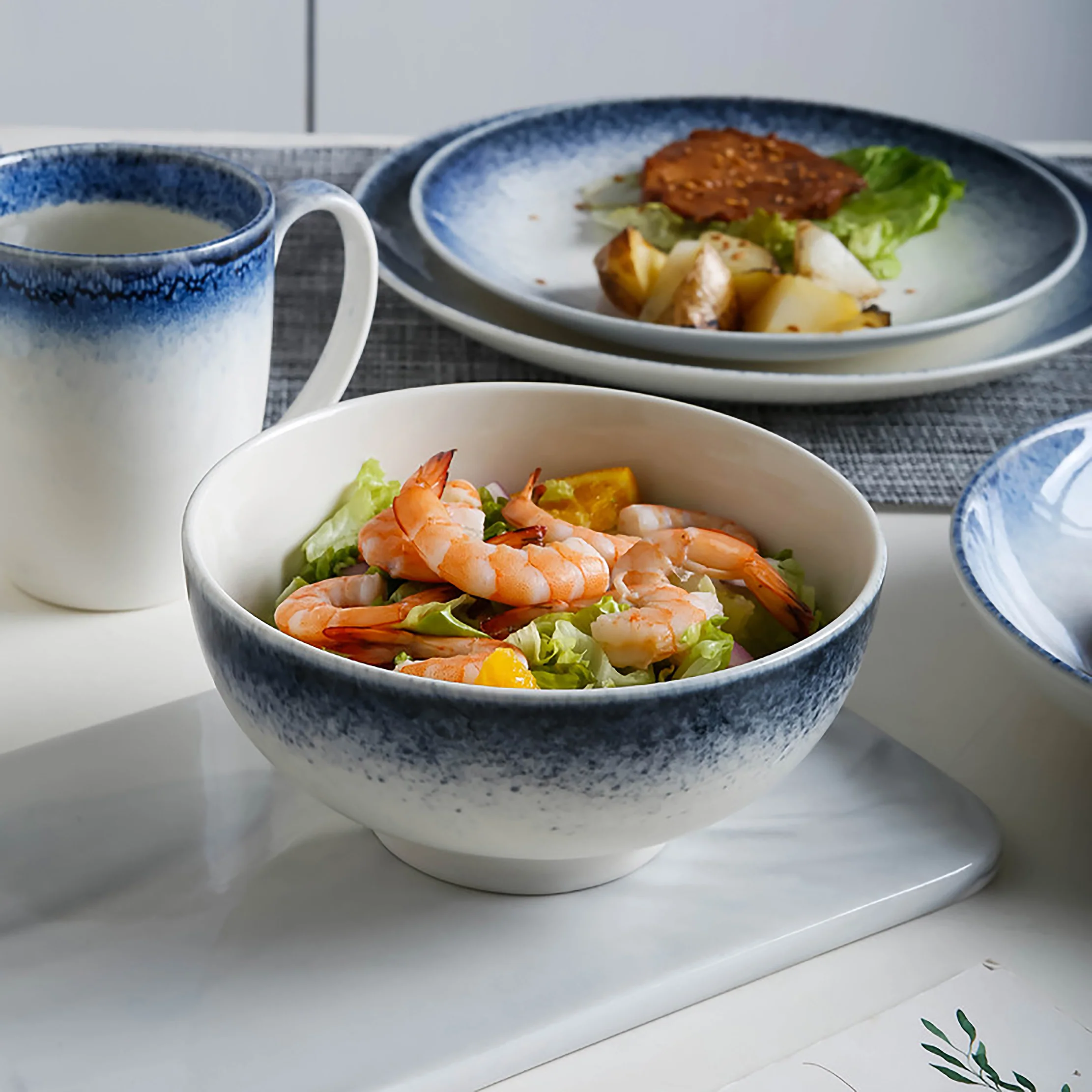 Blue And White Handcrafted Soup Bowl - Image 6