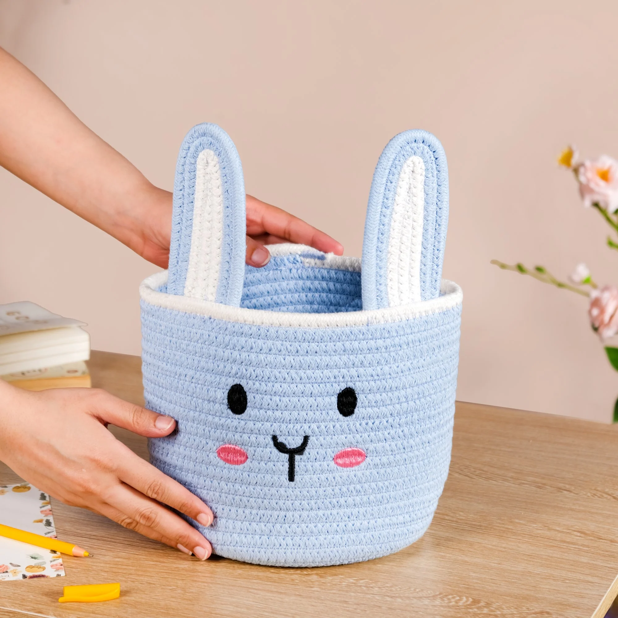 Blue Bunny Cotton Basket 17cm - Image 2