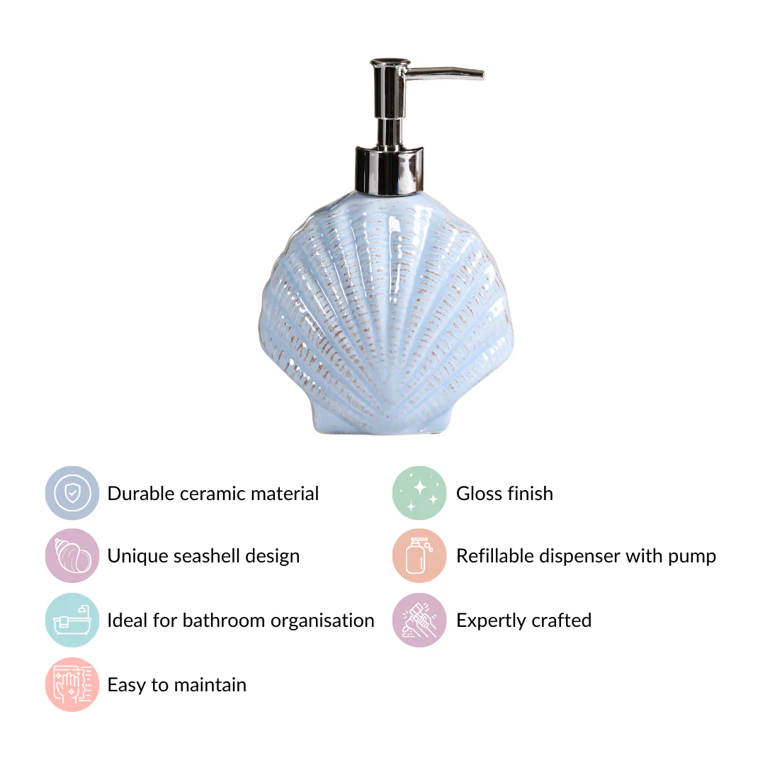 Blue Ceramic Seashell Liquid Dispenser - Image 4