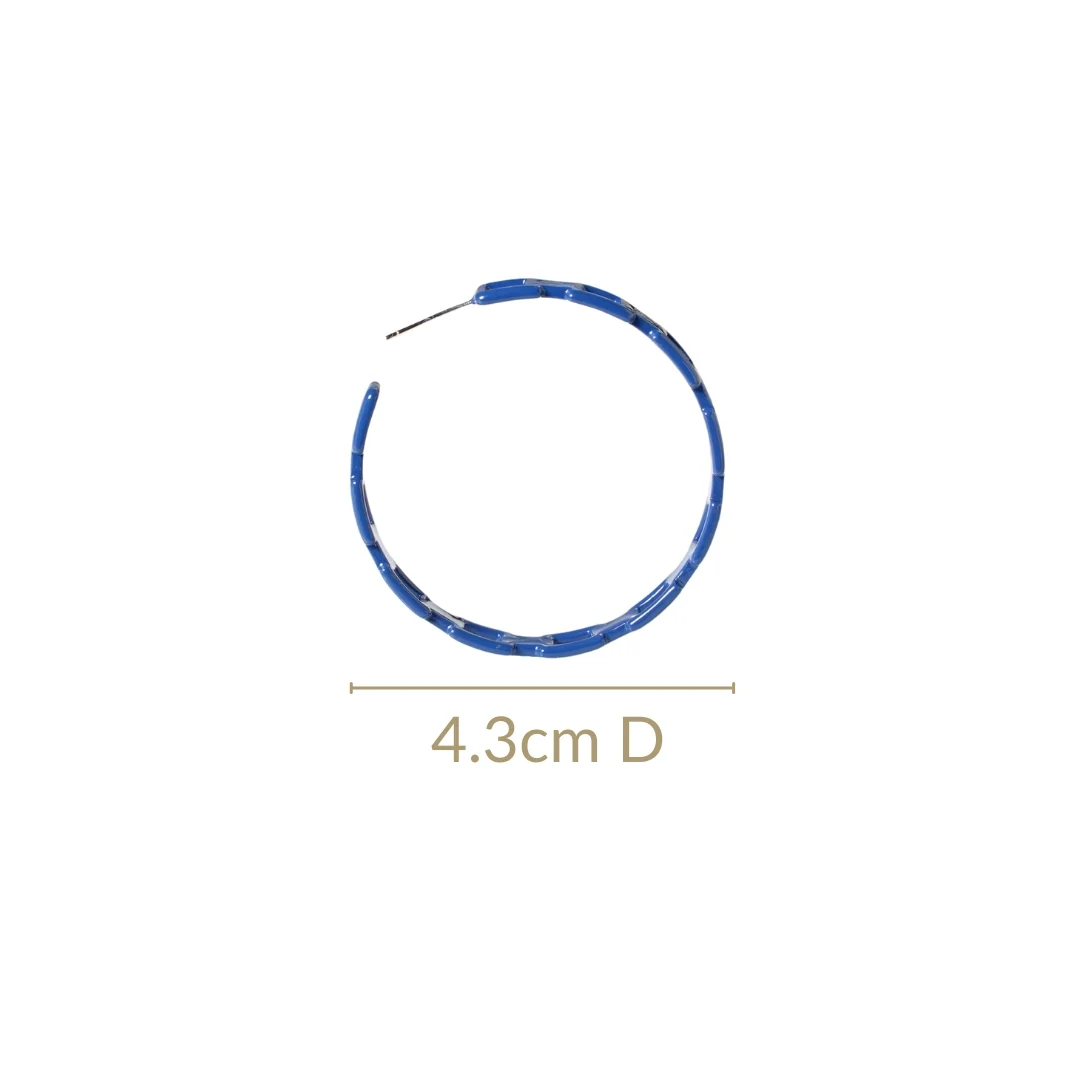 Blue Chain Link Design Hoops - Image 3