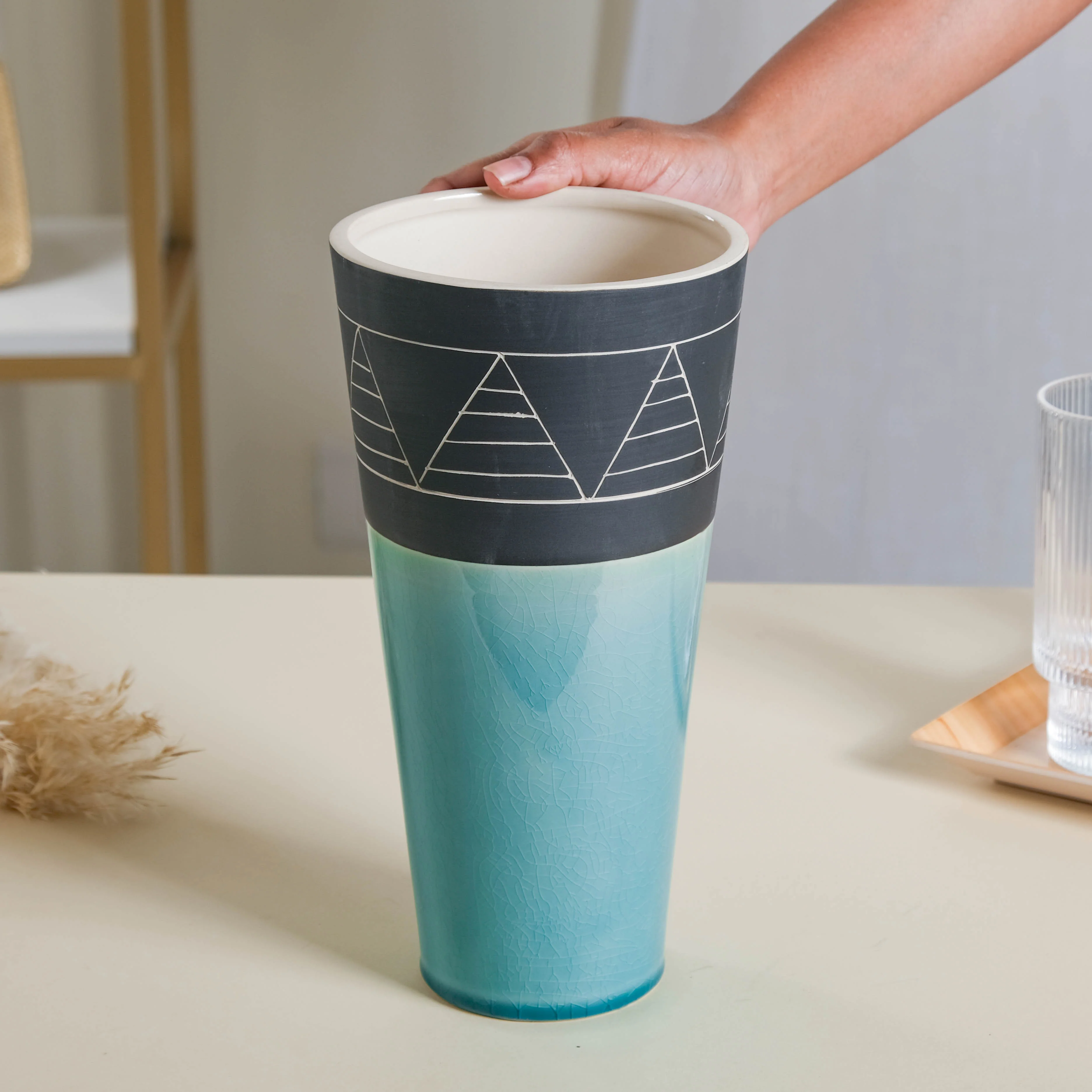 Blue Contemporary Vase - Image 2