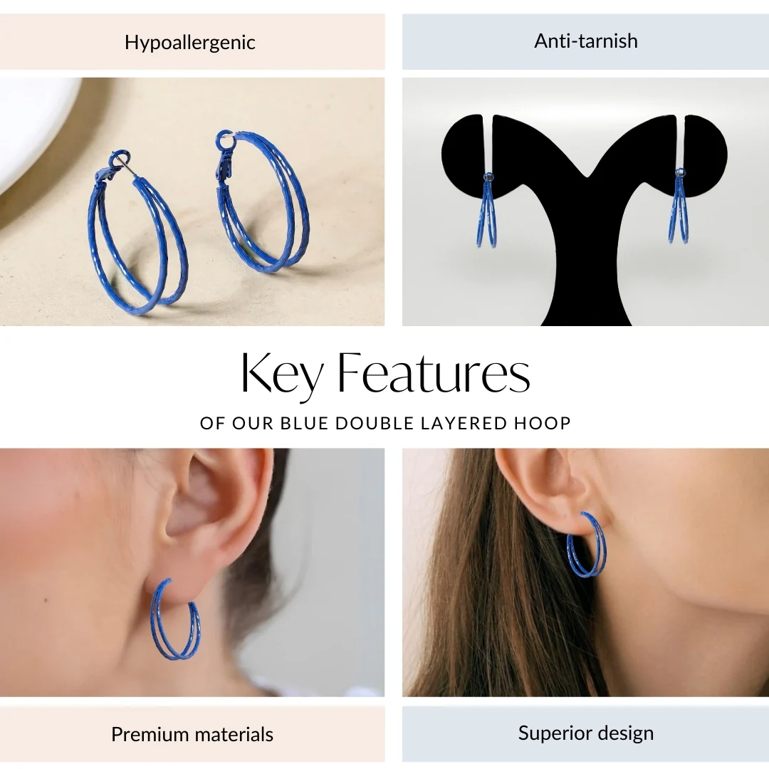 Blue Double Layered Hoop - Image 5