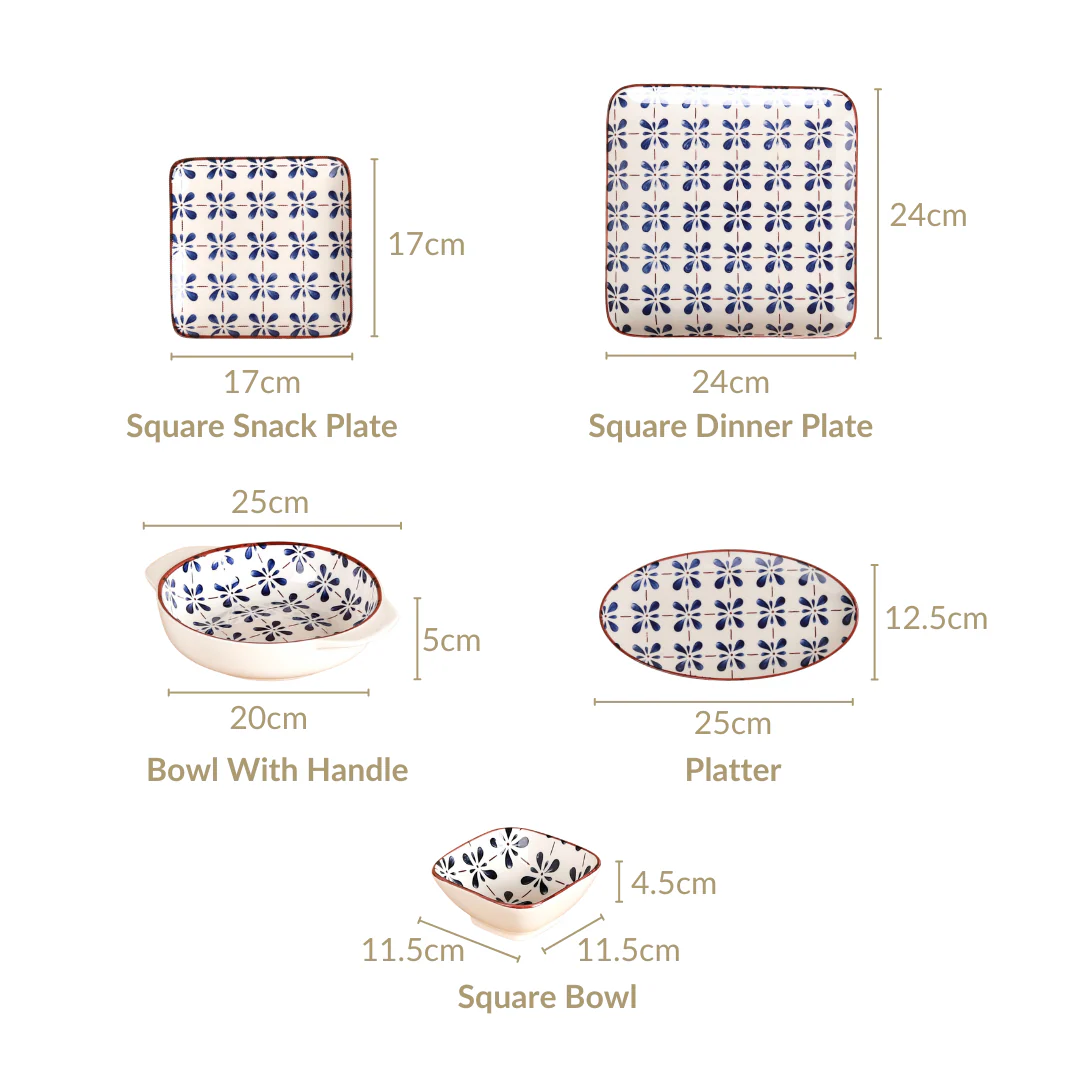 Blue Flower Ceramic 22 Piece Dinner Set For 6 - Image 8