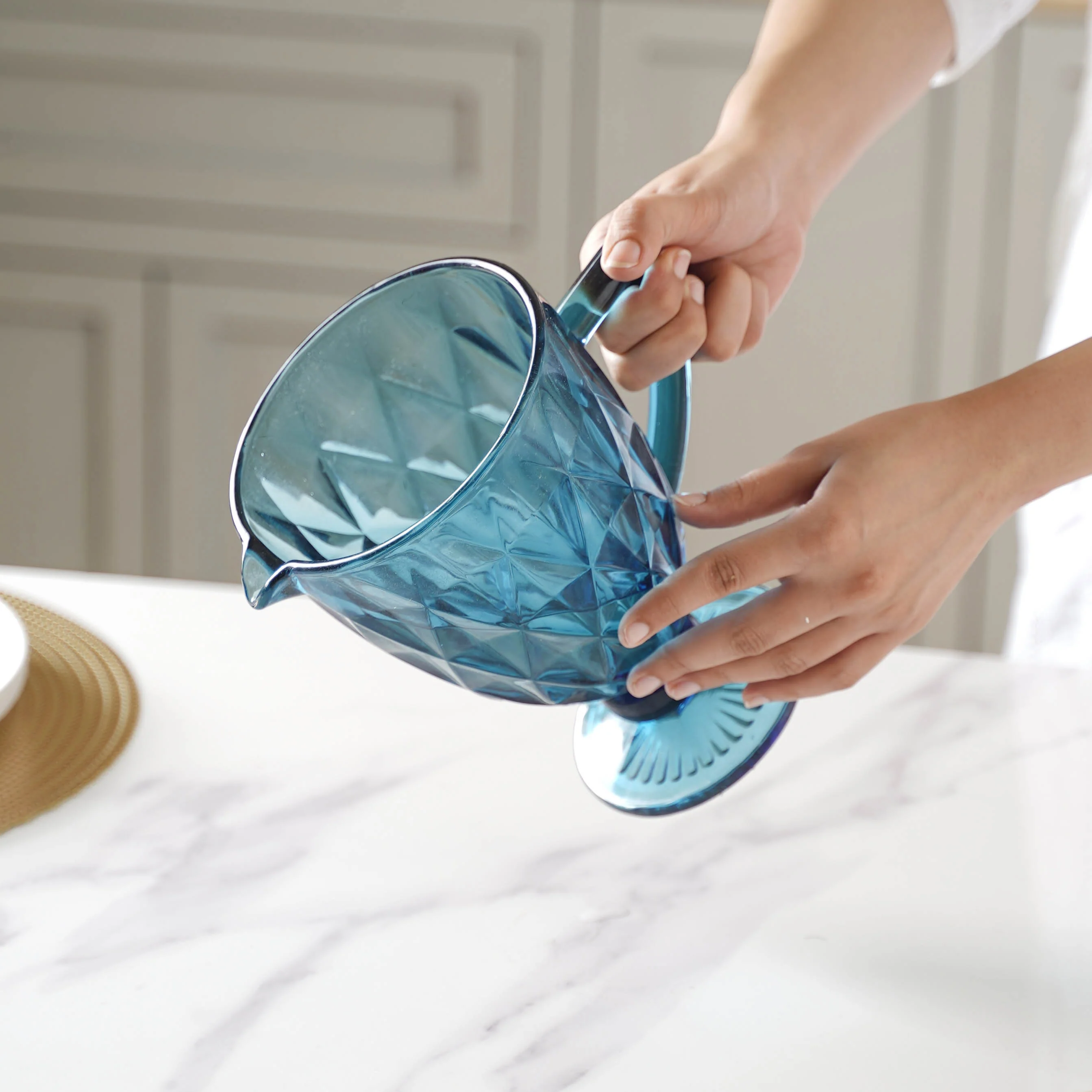 Blue Glass Juice Jug - Image 2