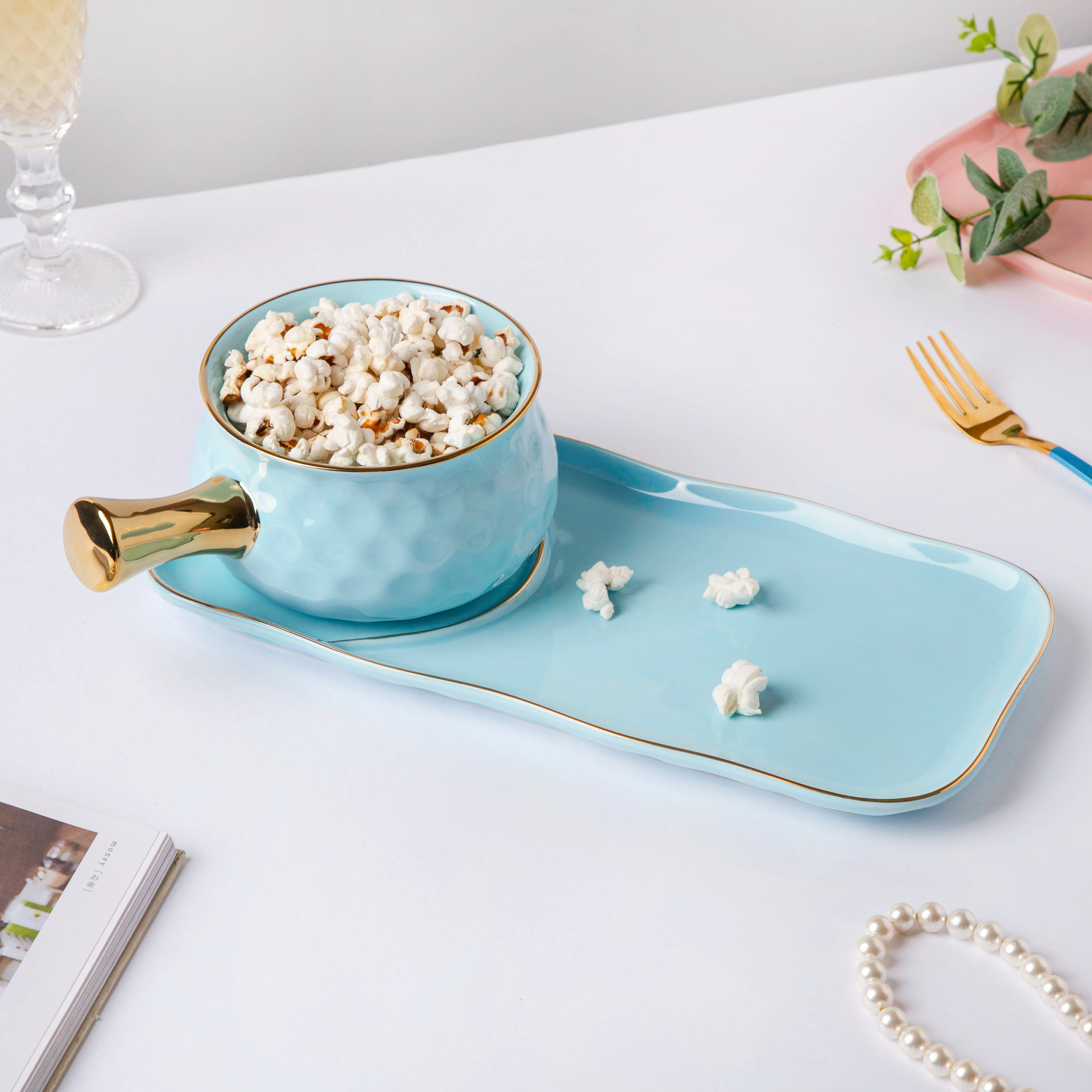 Blue Jay Pot And Plate Set