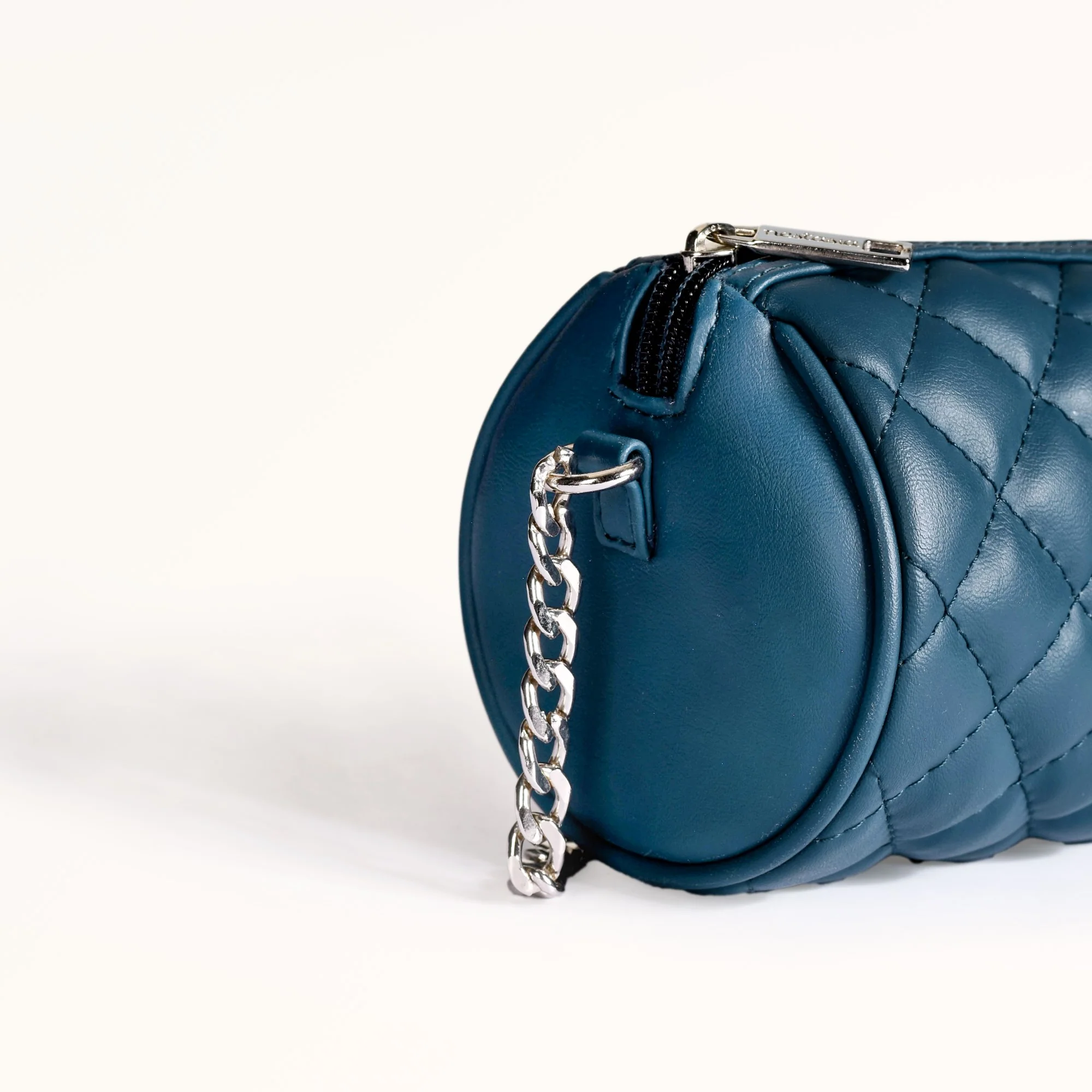 Blue Mini Barrel Bag With Chain Strap - Image 10