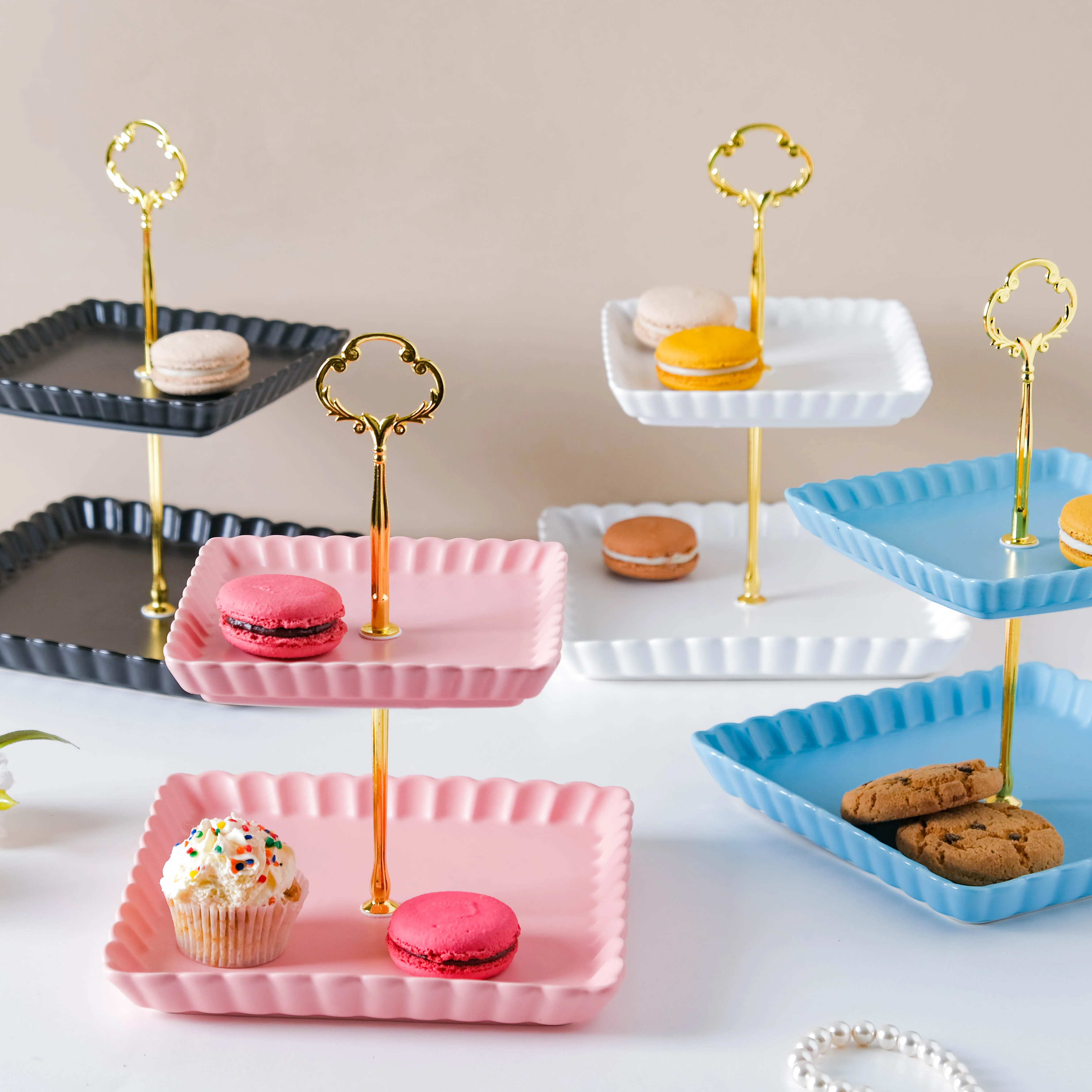 Blue Muffin Square 2-tier Cupcake Stand - Image 9