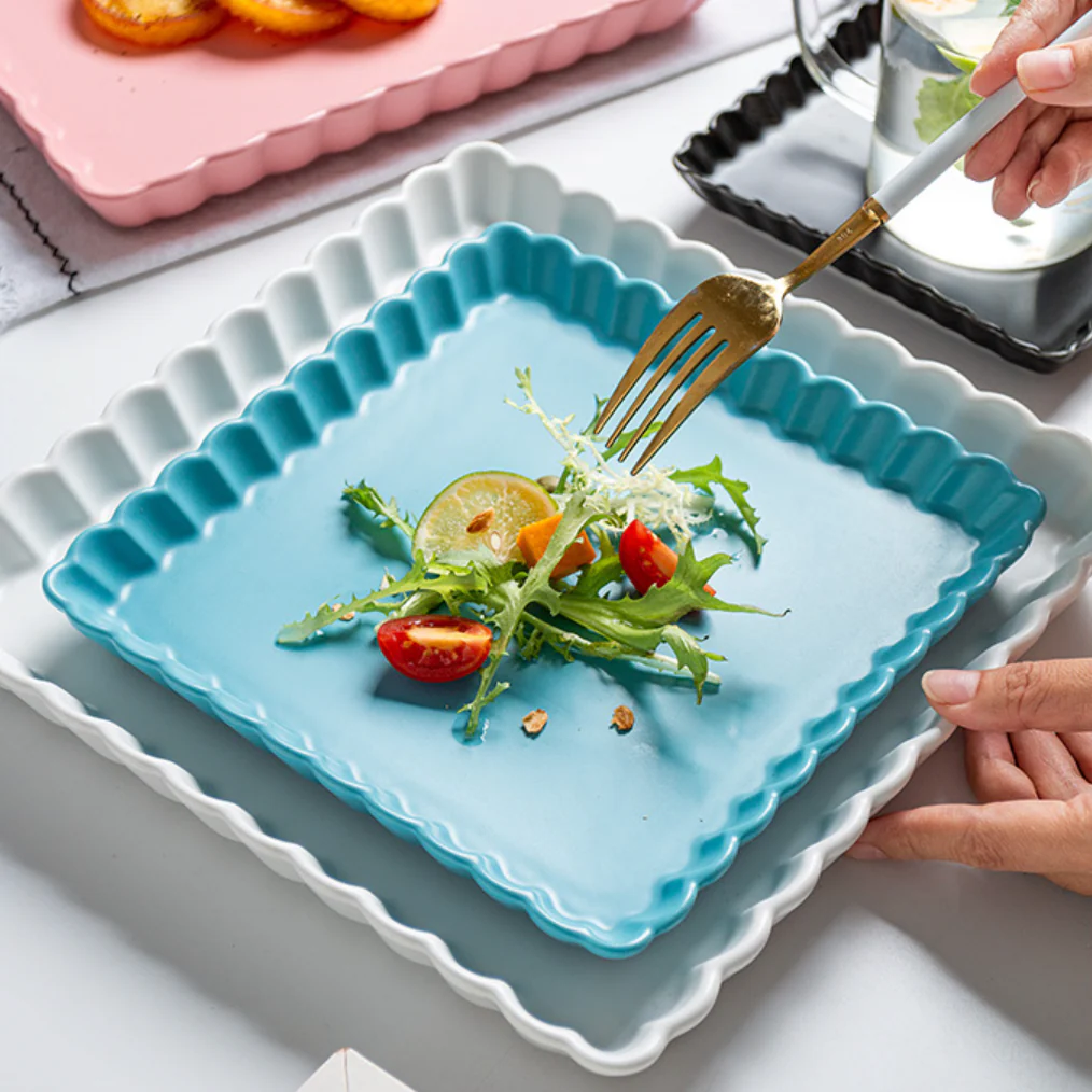 Blue Muffin Square Snack Dish 6 Inch - Image 4