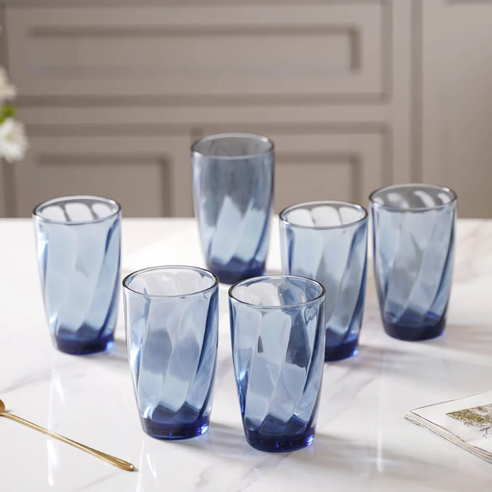 Blue Swirl Drinking Glass Set of 6 - Image 11