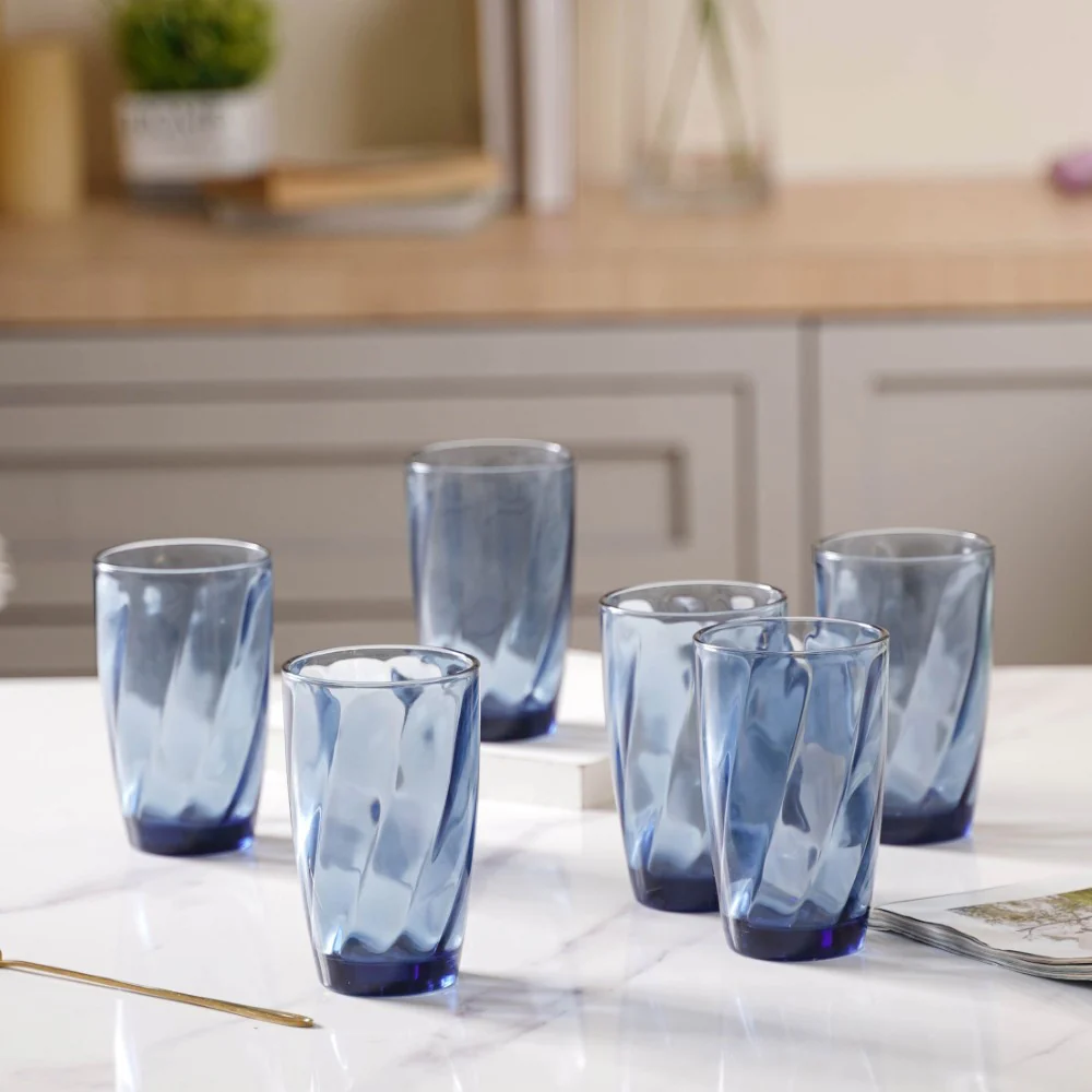 Blue Swirl Drinking Glass Set of 6 - Image 7