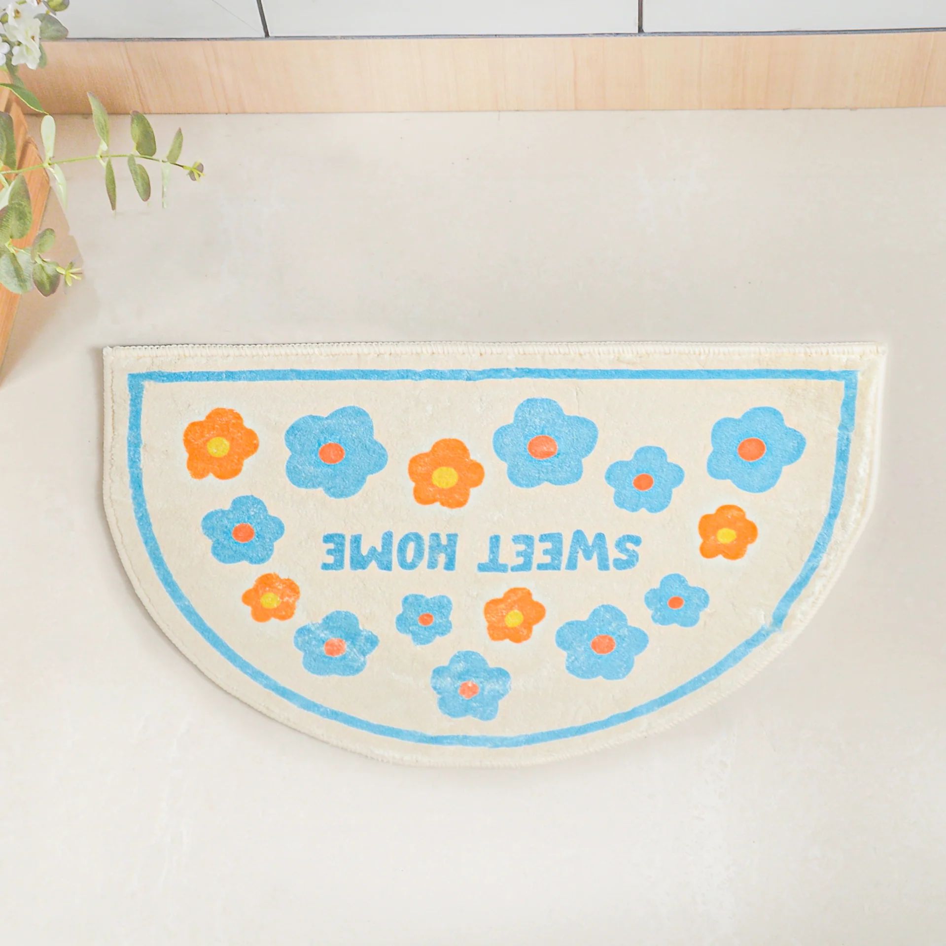 Blue White Semicircle Rug - Image 4
