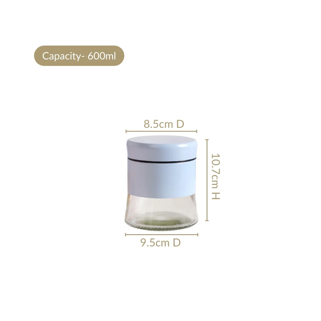 Blue Winnie Glass Jar With Metal Cover Set Of 4 600ml - Image 3