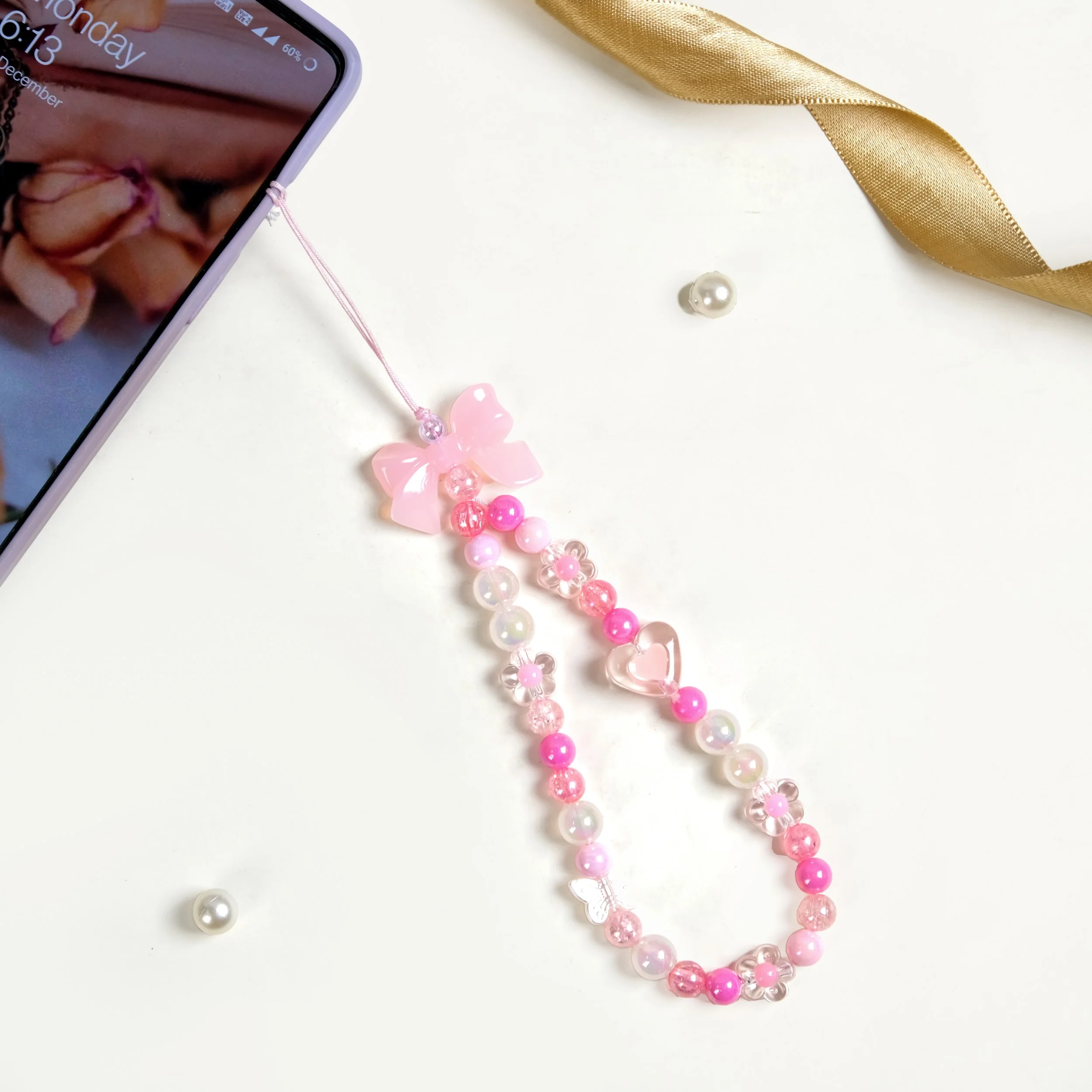 Blush And Bloom Phone Charm Strap - Image 3