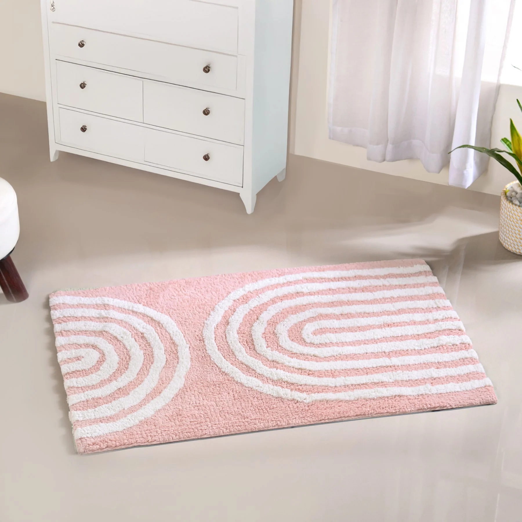 Blush Pink Anti Slip Tufted Cotton Floor Mat 82x52cm - Image 9