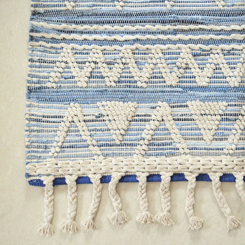BOHO Kai Handwoven Rug - Blue & Natural - Image 3