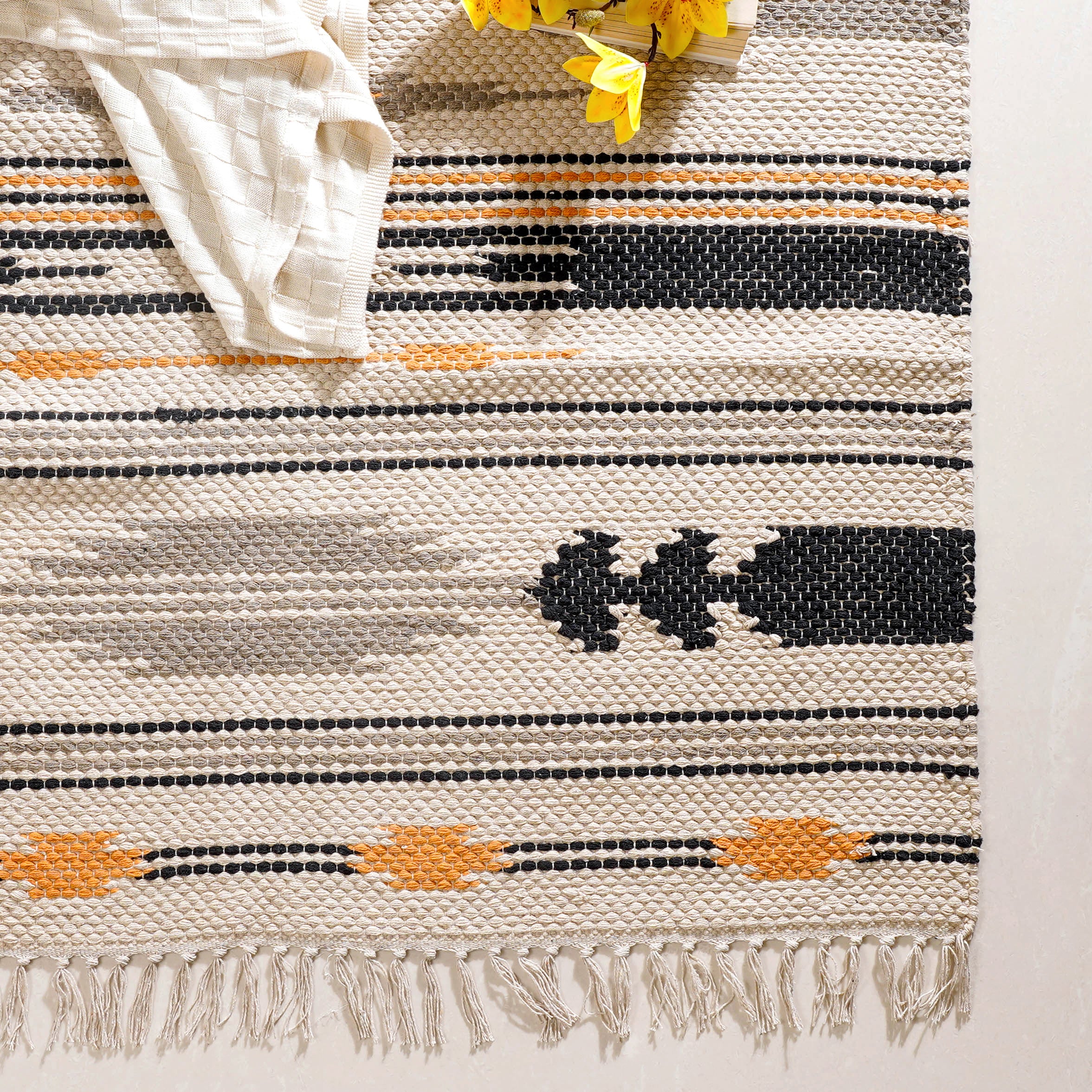 Boho Natural Cotton Living Room Rug - Image 2
