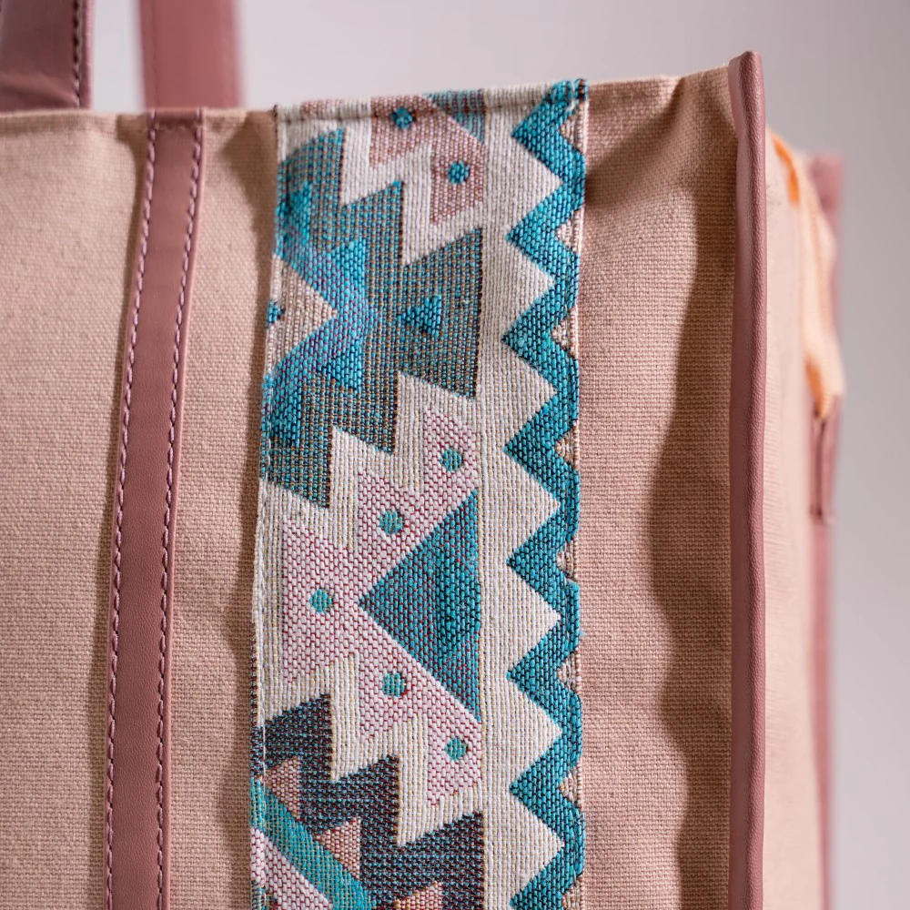 Boho Shopper Bag Pink Large 17 X 12 Inch - Image 11