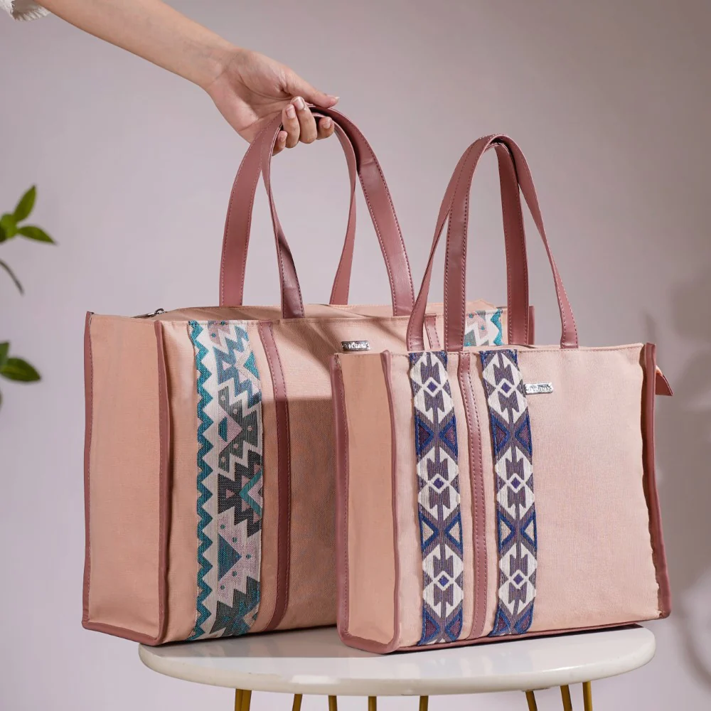 Boho Shopper Bag Pink Small 12 x 10 Inch - Image 17