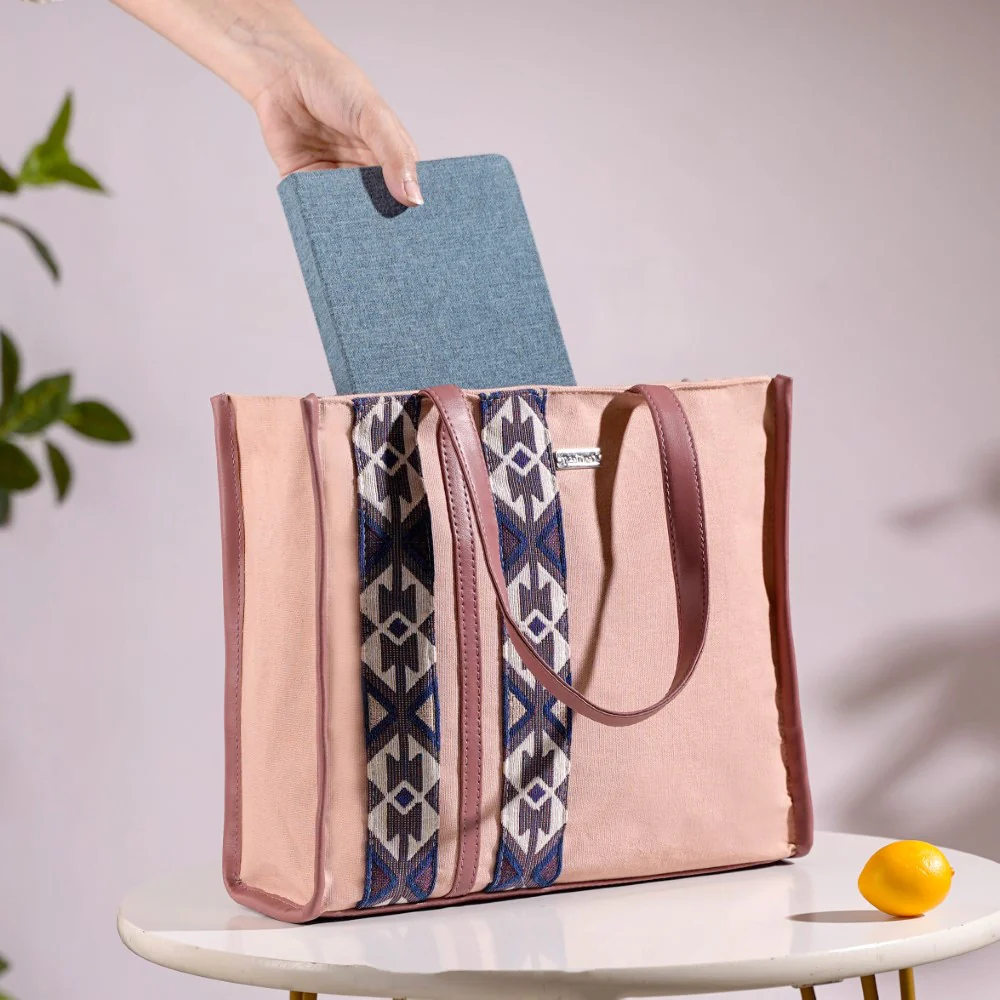 Boho Shopper Bag Pink Small 12 x 10 Inch - Image 9