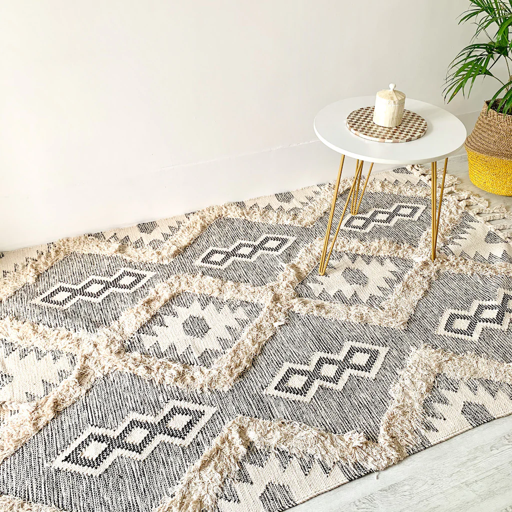 BOHO Lydia Morrocan Hand Woven Rug - Grey & Natural - Image 2