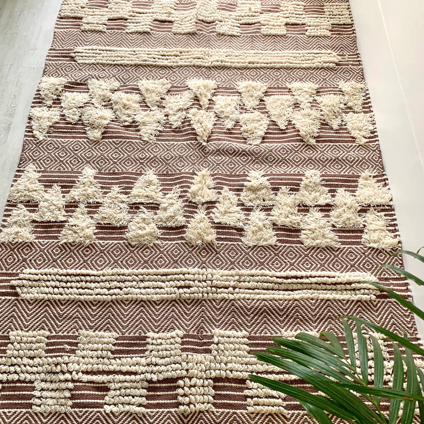 BOHO Ophelia Hand Woven Rug - Brown & White - Image 5