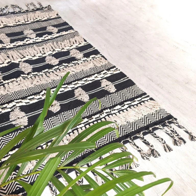 BOHO Tamara Hand Woven Rug - Black - Image 4