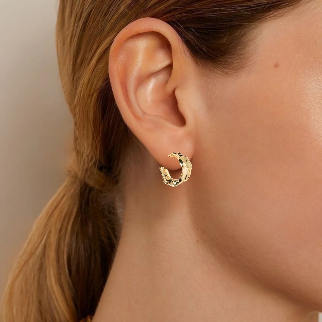 Bold Abstraction Gold Hoop Earrings - Image 2